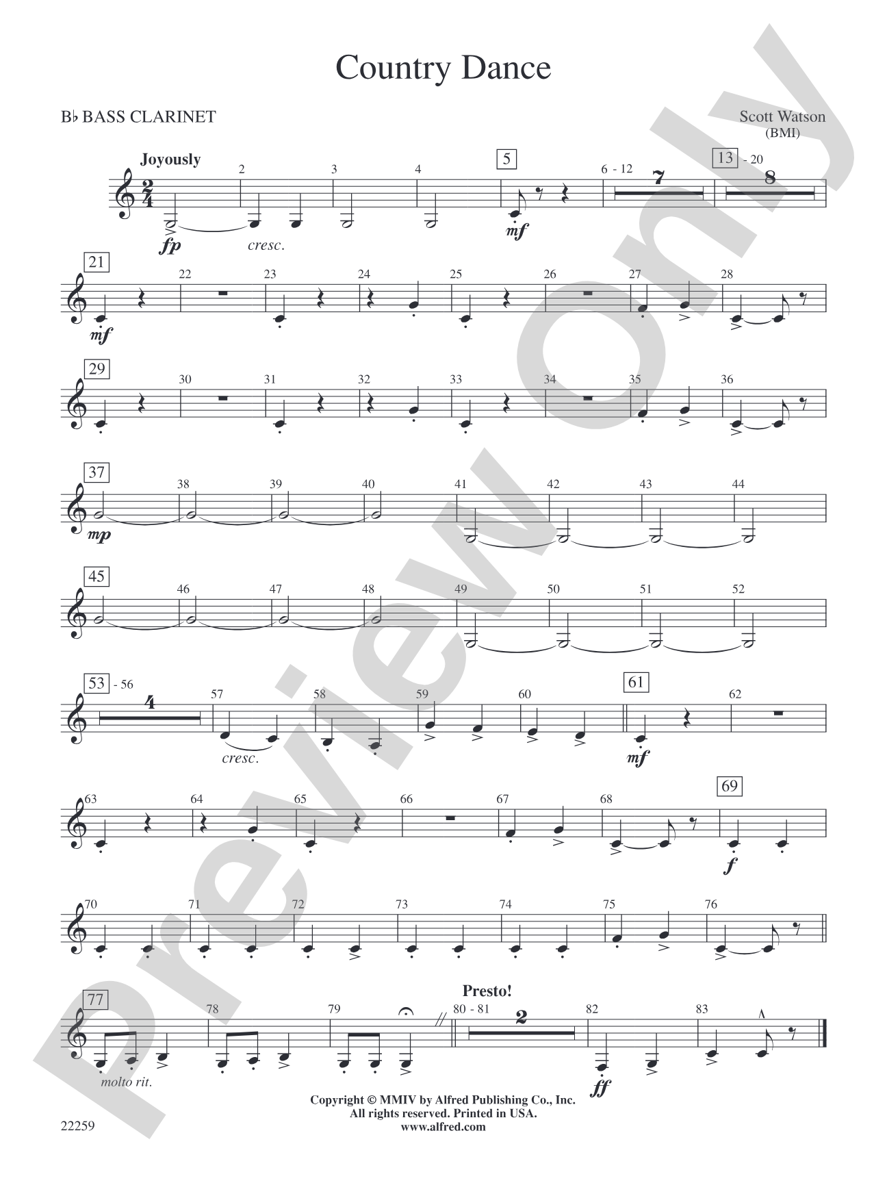 Country Dance: B-flat Bass Clarinet