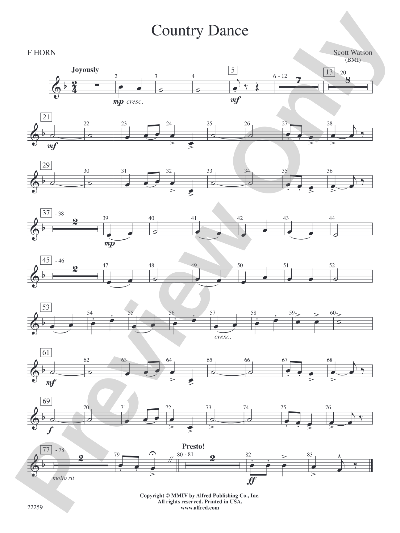 Country Dance: 1st F Horn