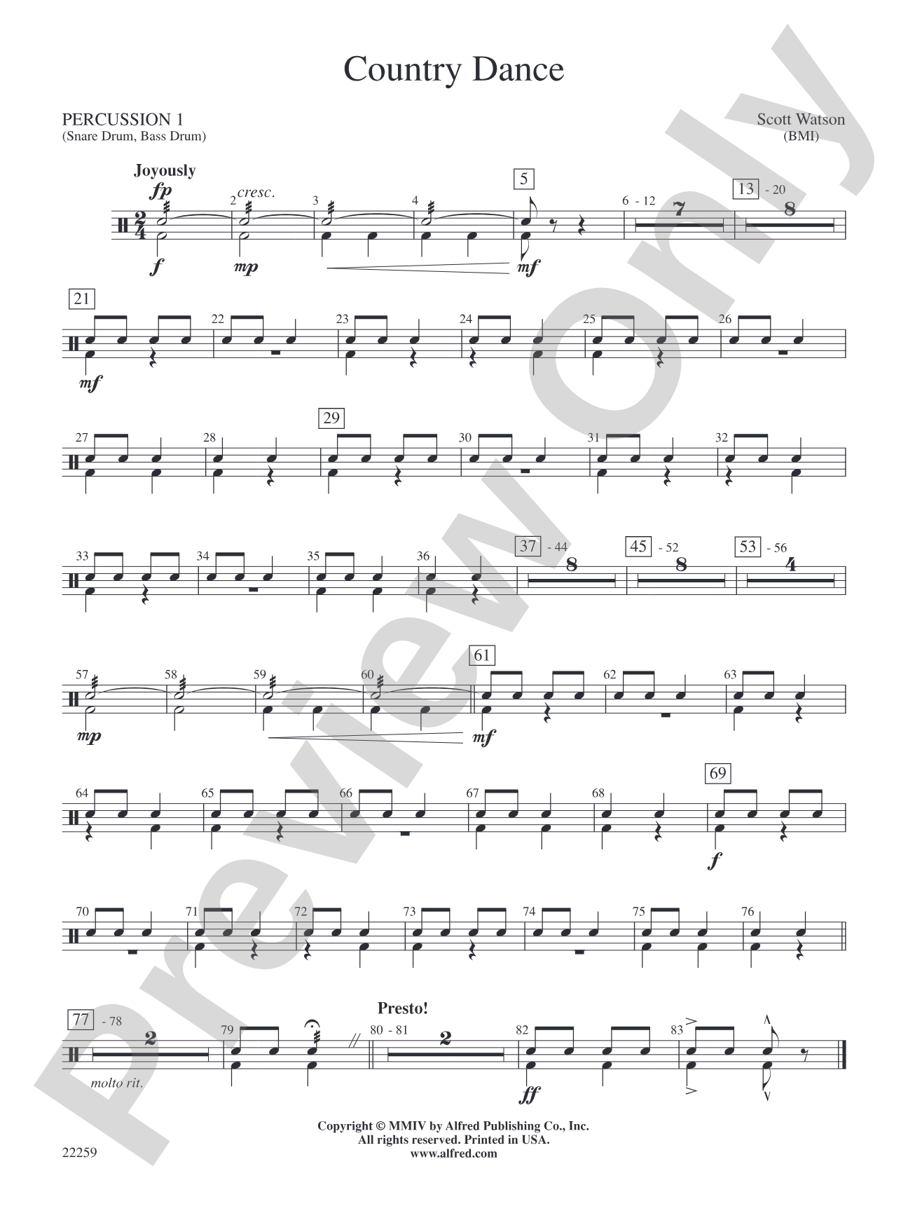 Country Dance: 1st Percussion