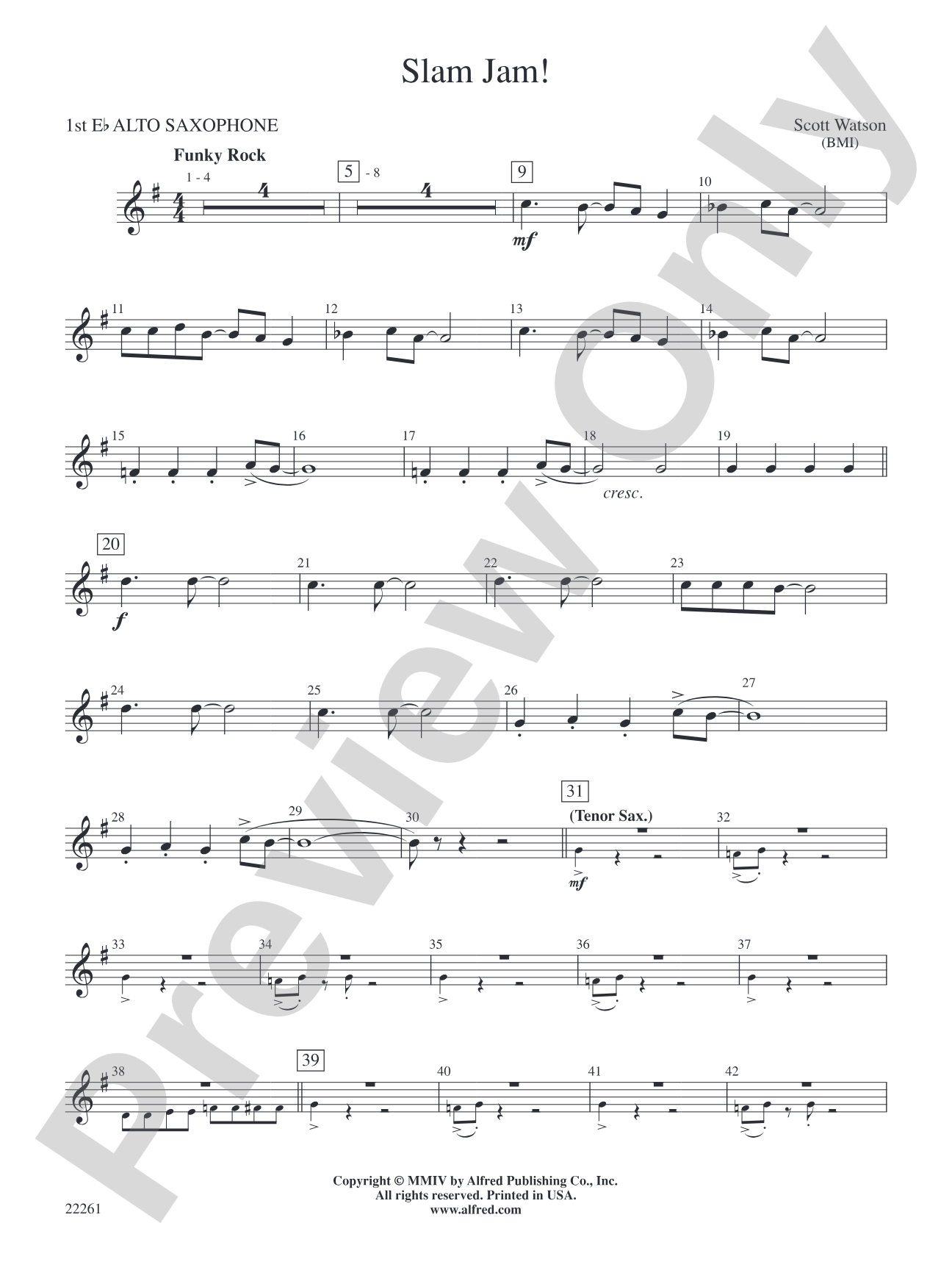 Slam Jam!: E-flat Alto Saxophone