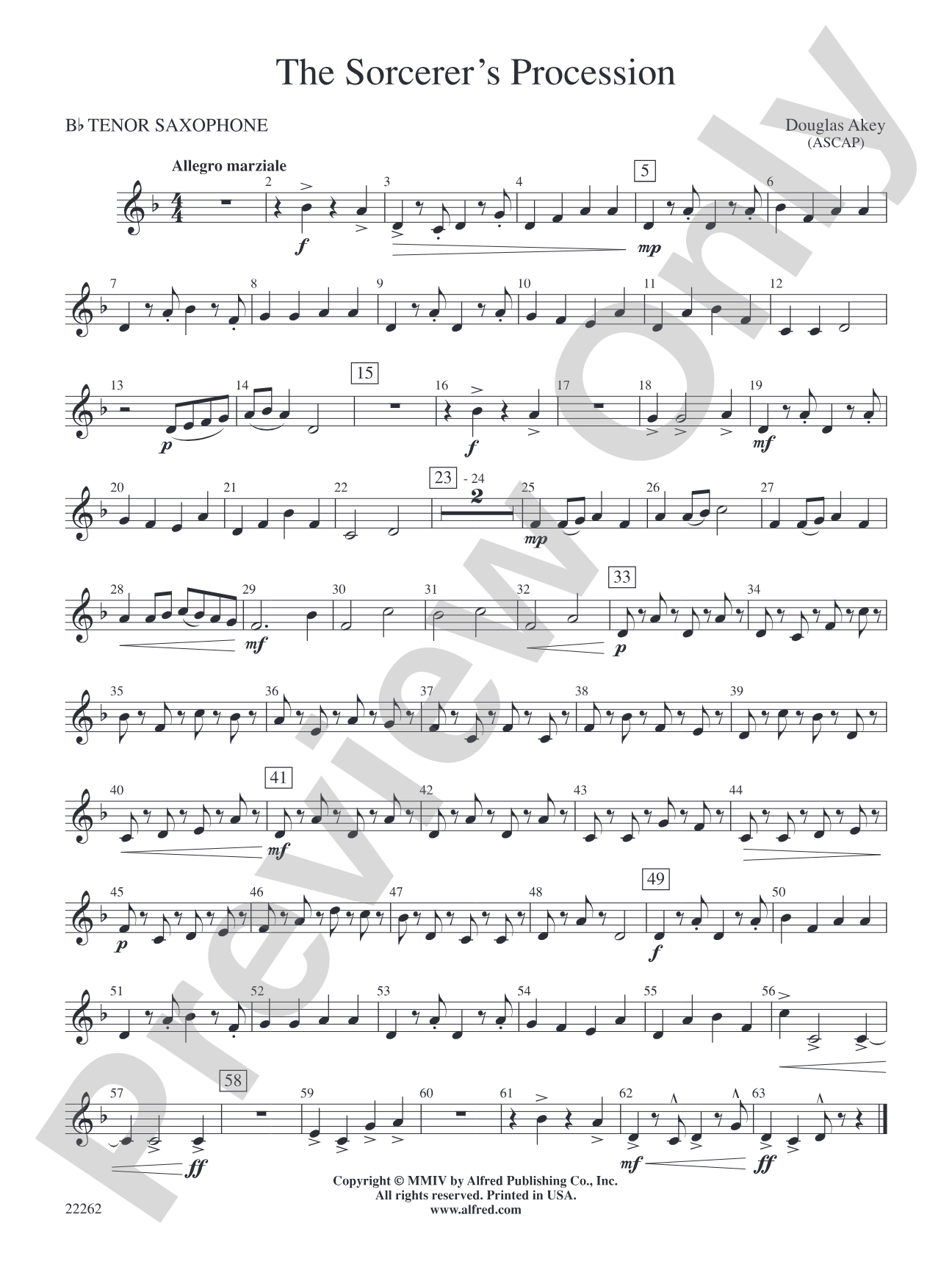 The Sorcerer's Procession: B-flat Tenor Saxophone
