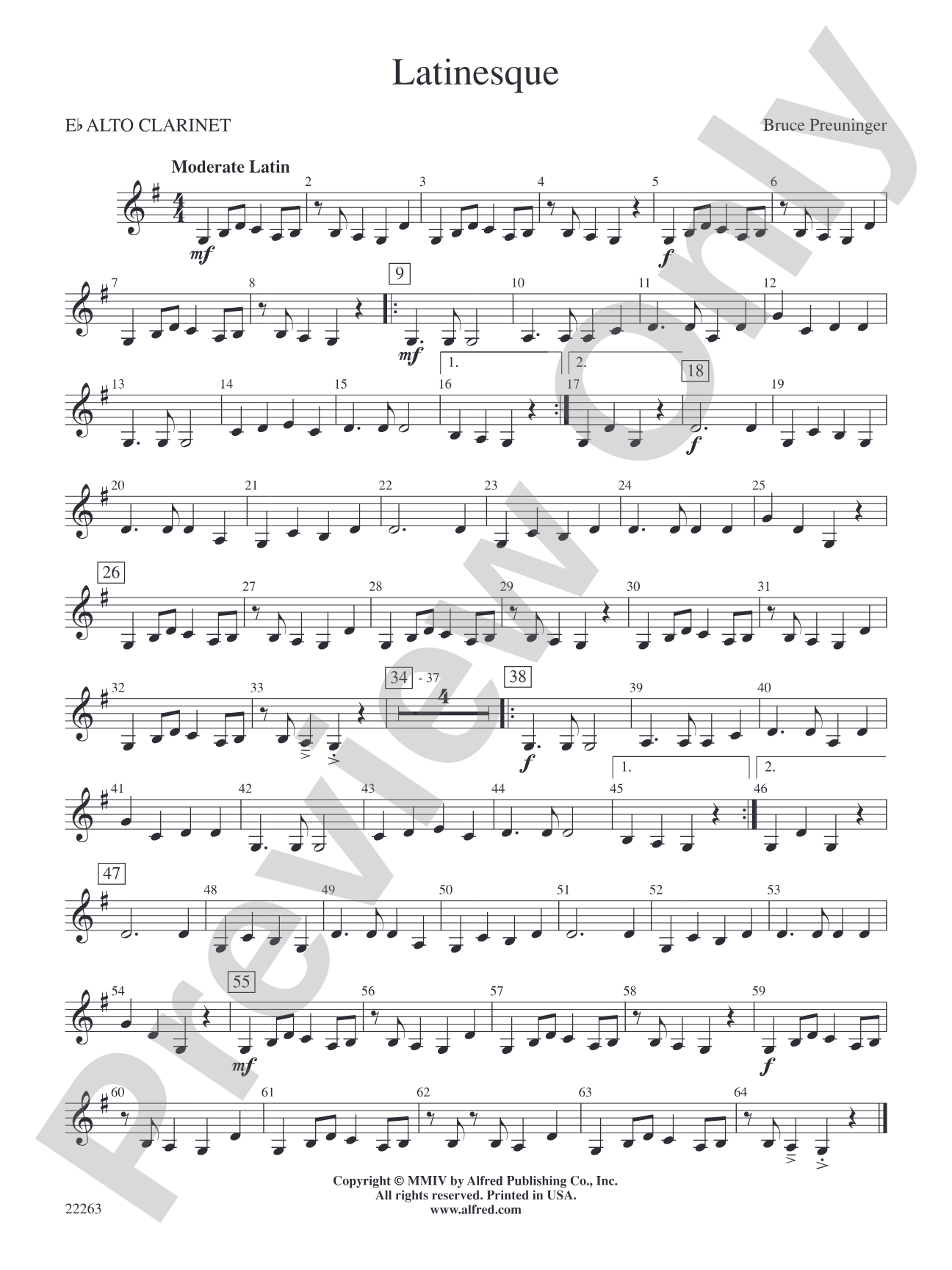 Latinesque: E-flat Alto Clarinet