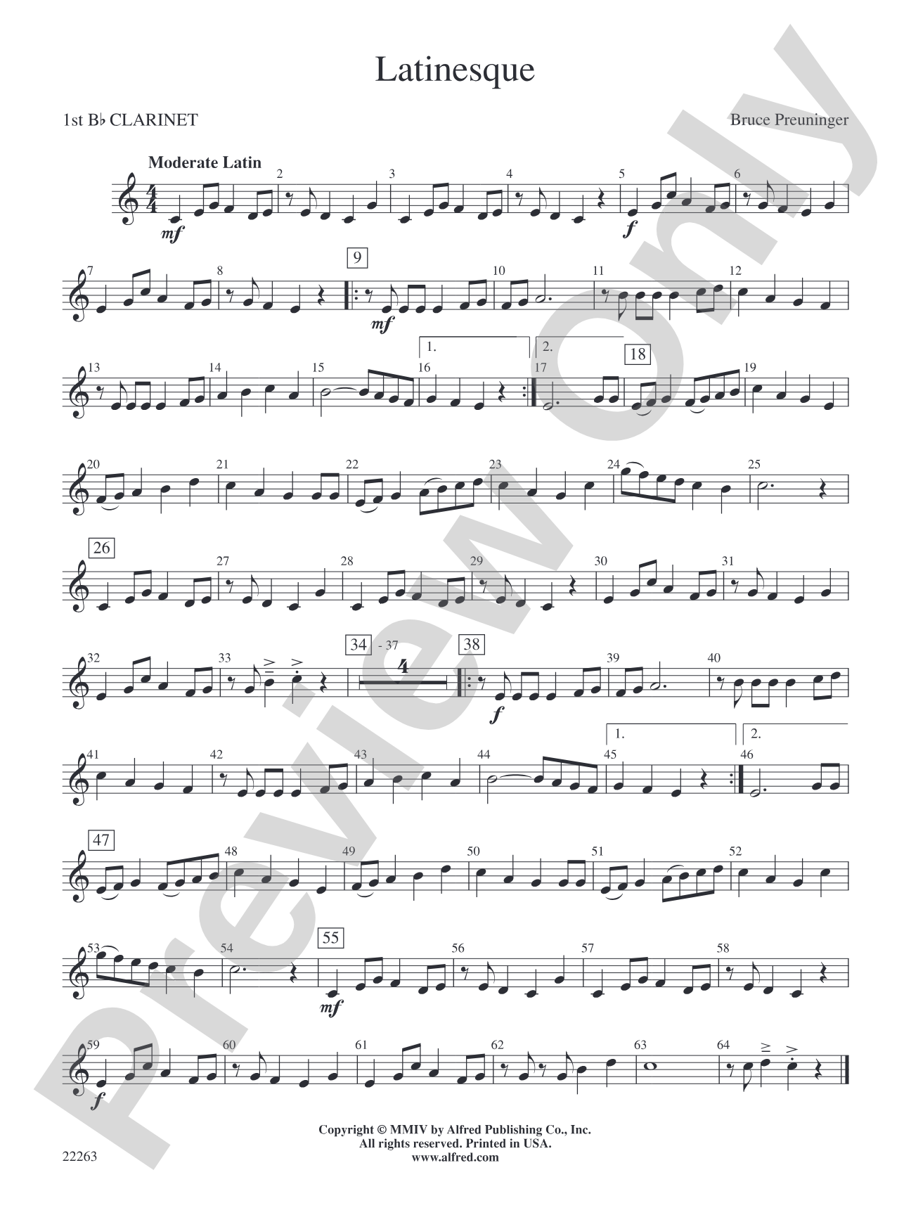 Latinesque: 1st B-flat Clarinet