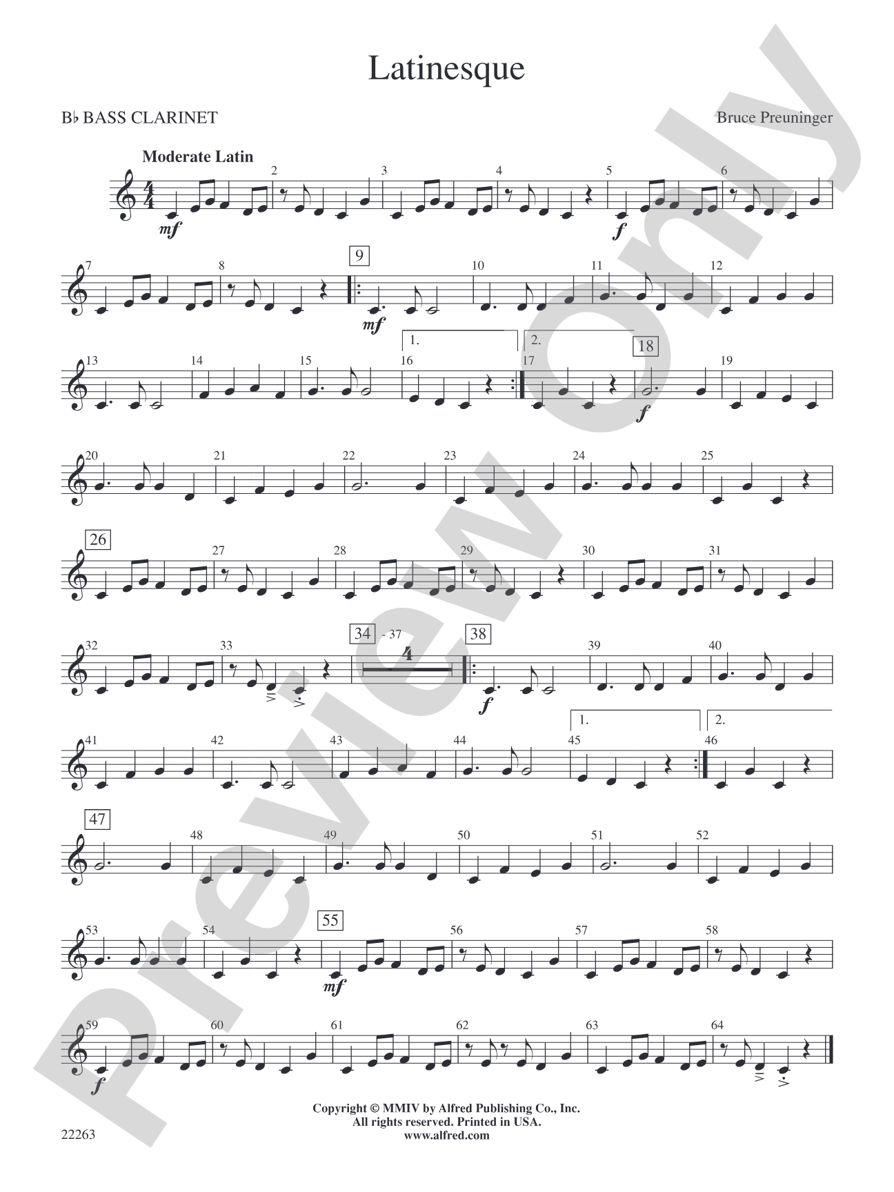 Latinesque: B-flat Bass Clarinet