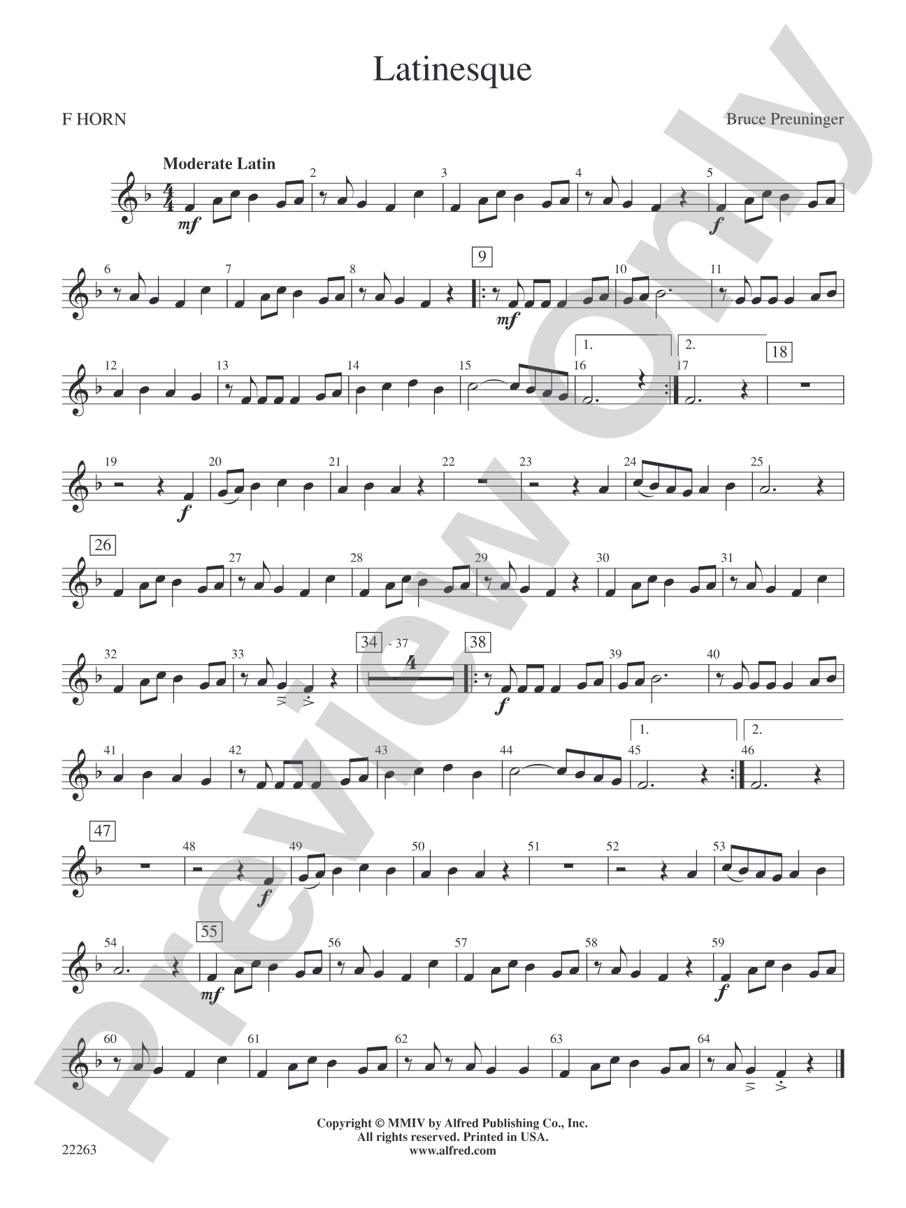 Latinesque: 1st F Horn