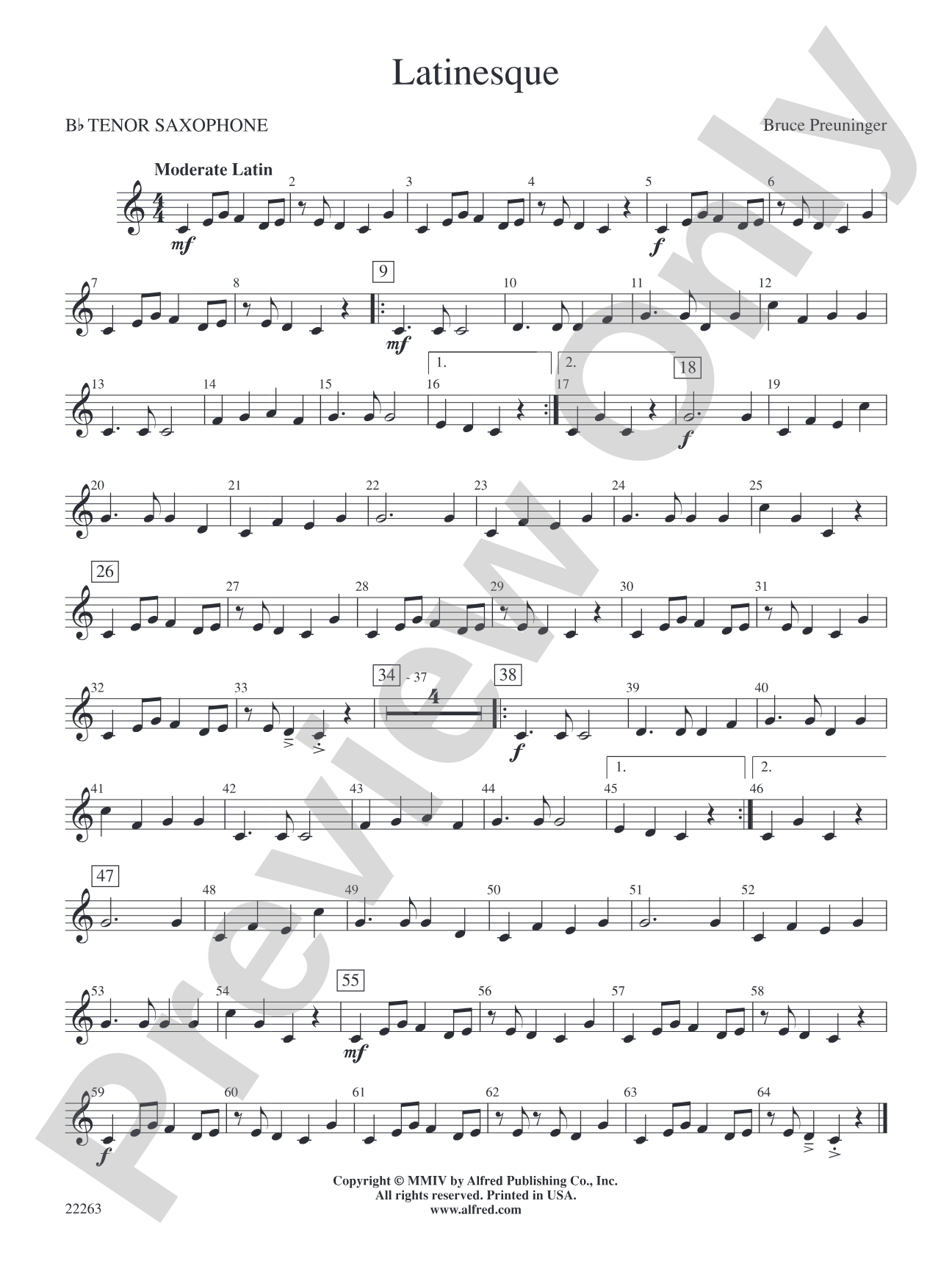 Latinesque: B-flat Tenor Saxophone