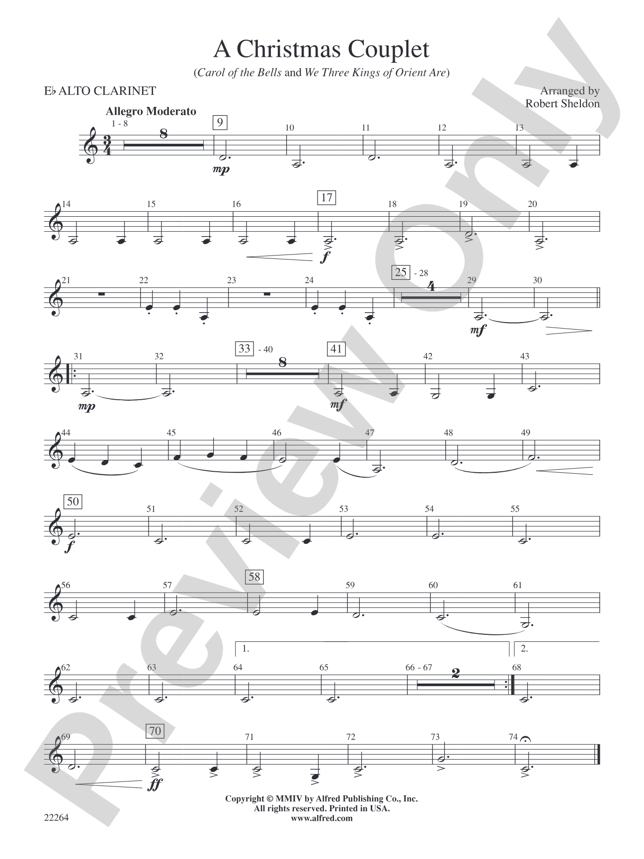 A Christmas Couplet: E-flat Alto Clarinet