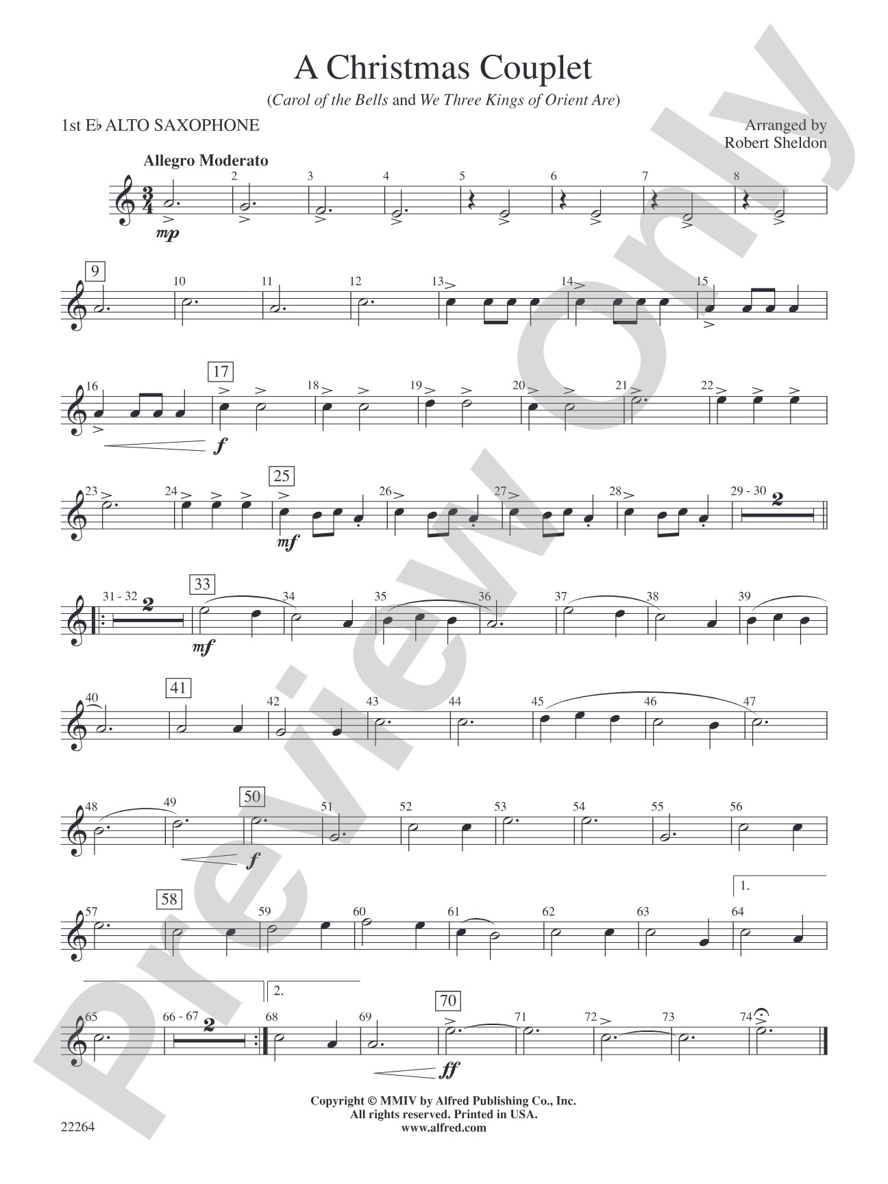 A Christmas Couplet: E-flat Alto Saxophone