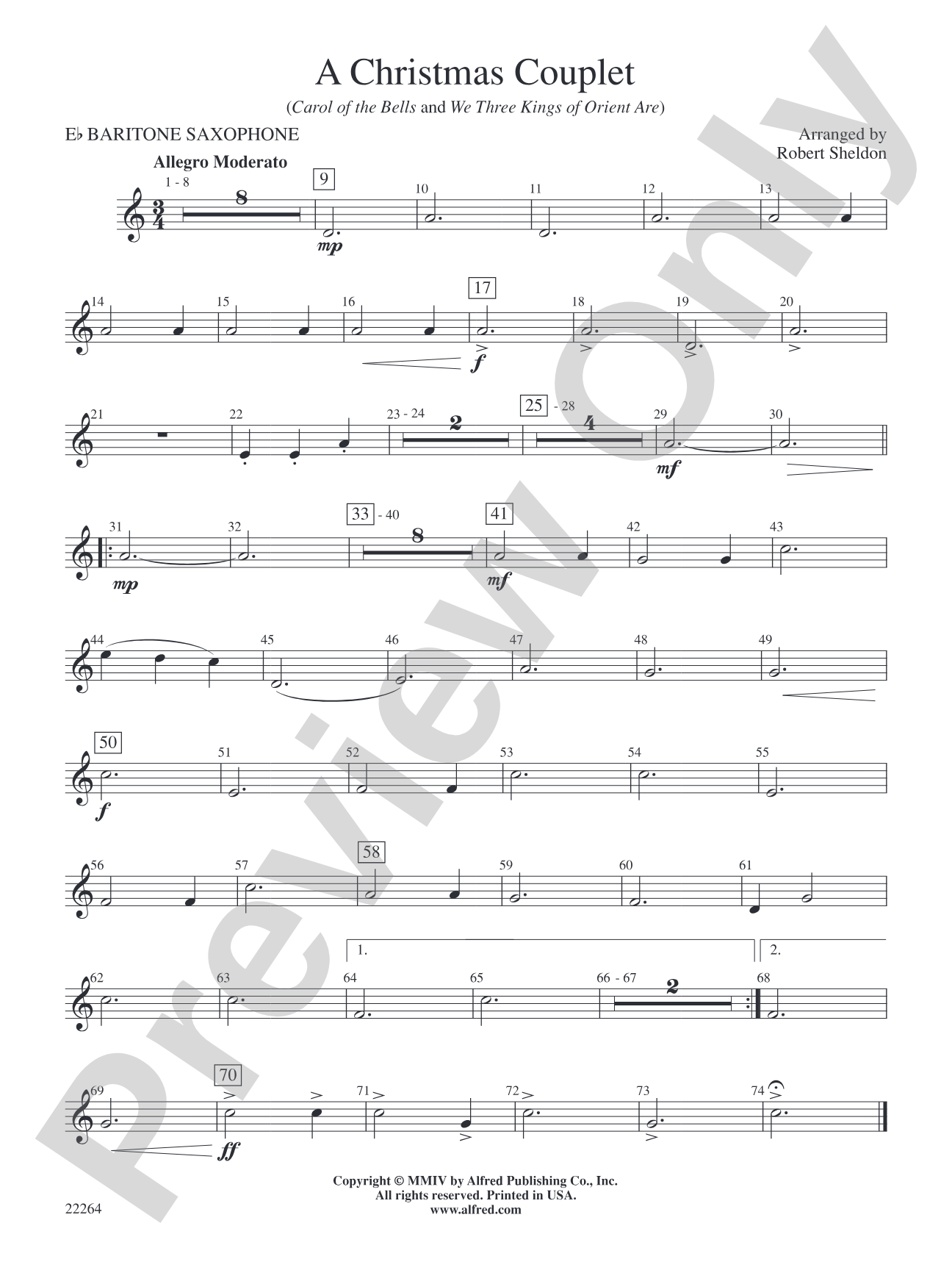 A Christmas Couplet: E-flat Baritone Saxophone