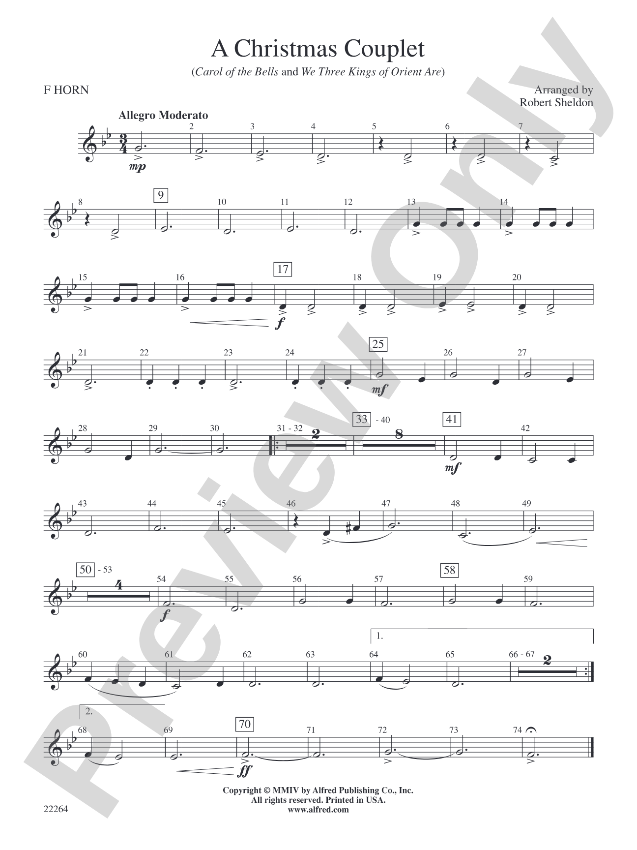 A Christmas Couplet: 1st F Horn
