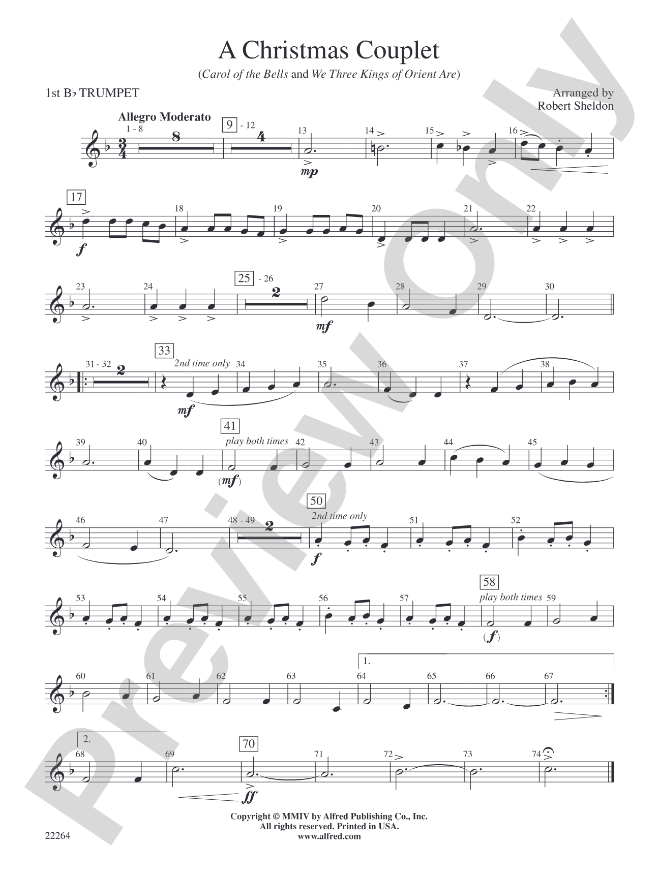 A Christmas Couplet: 1st B-flat Trumpet