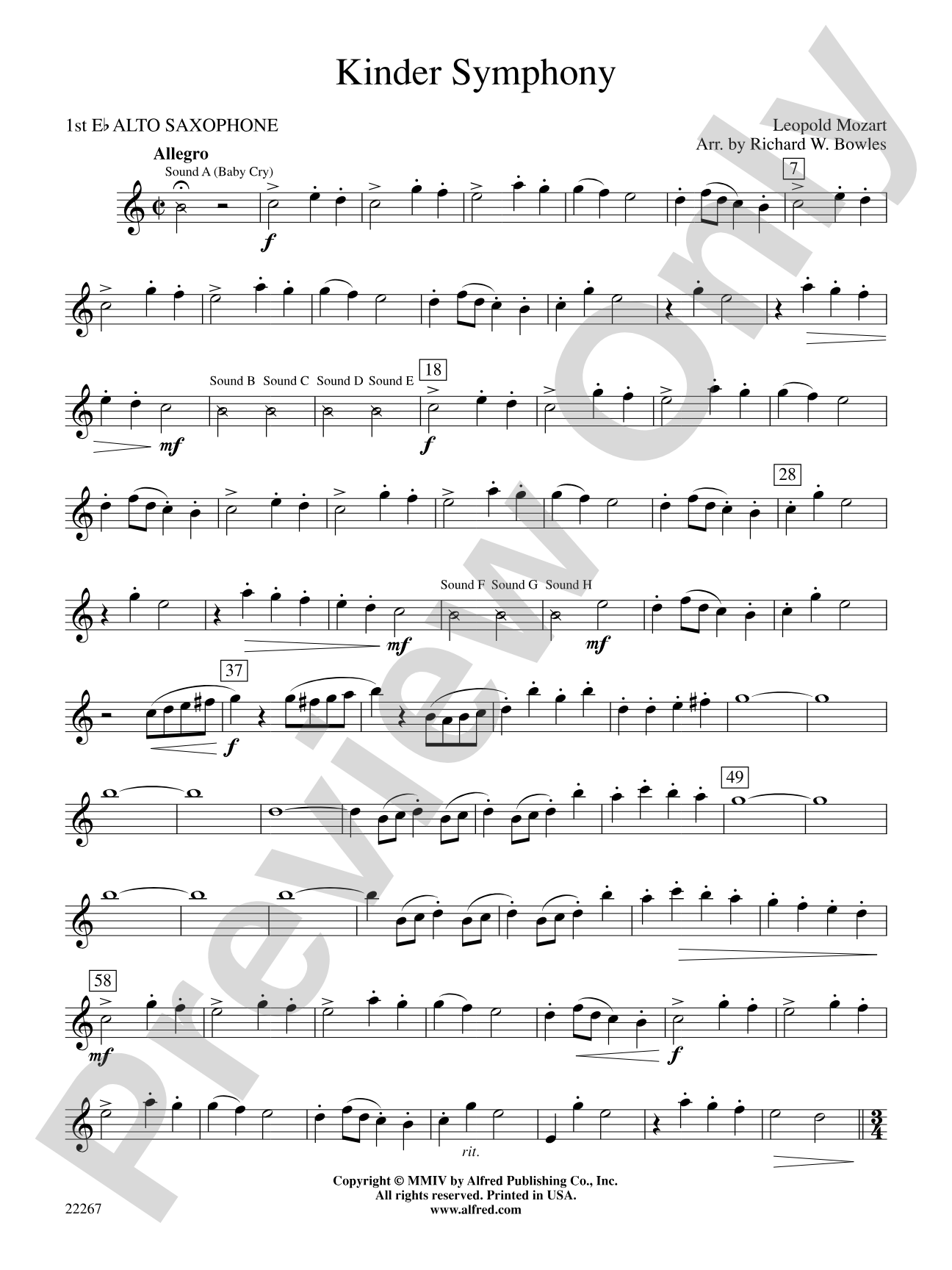 Kinder Symphony: E-flat Alto Saxophone