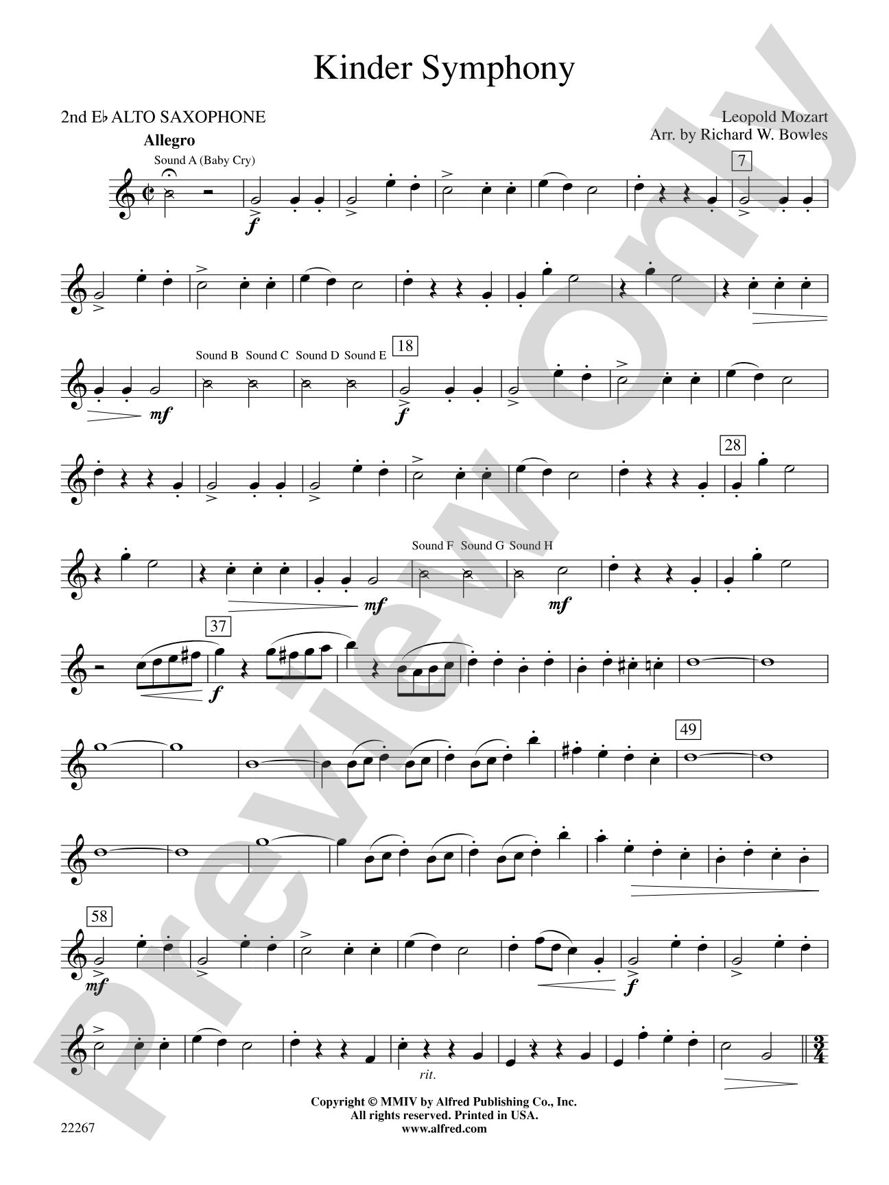 Kinder Symphony: 2nd E-flat Alto Saxophone