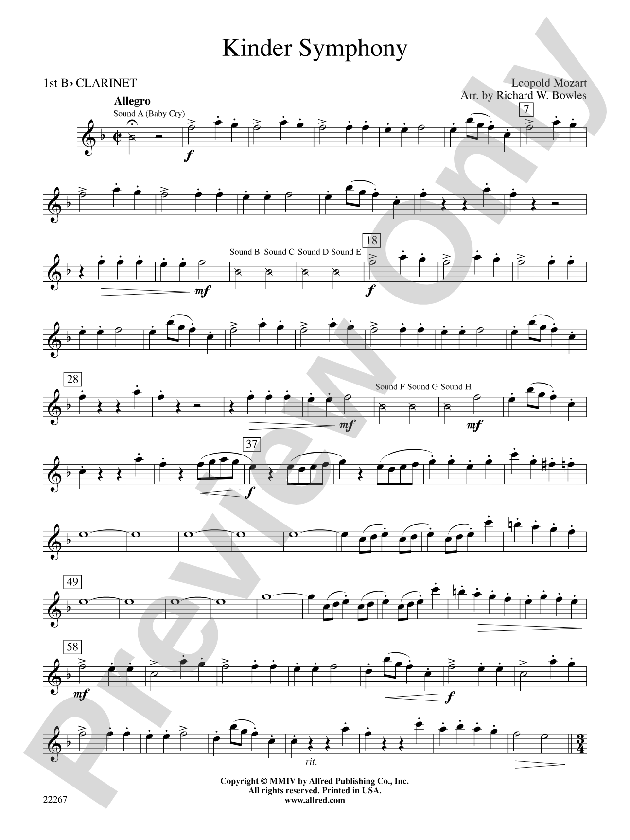 Kinder Symphony: 1st B-flat Clarinet