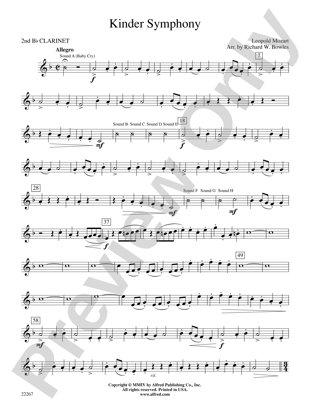 Kinder Symphony: 2nd B-flat Clarinet