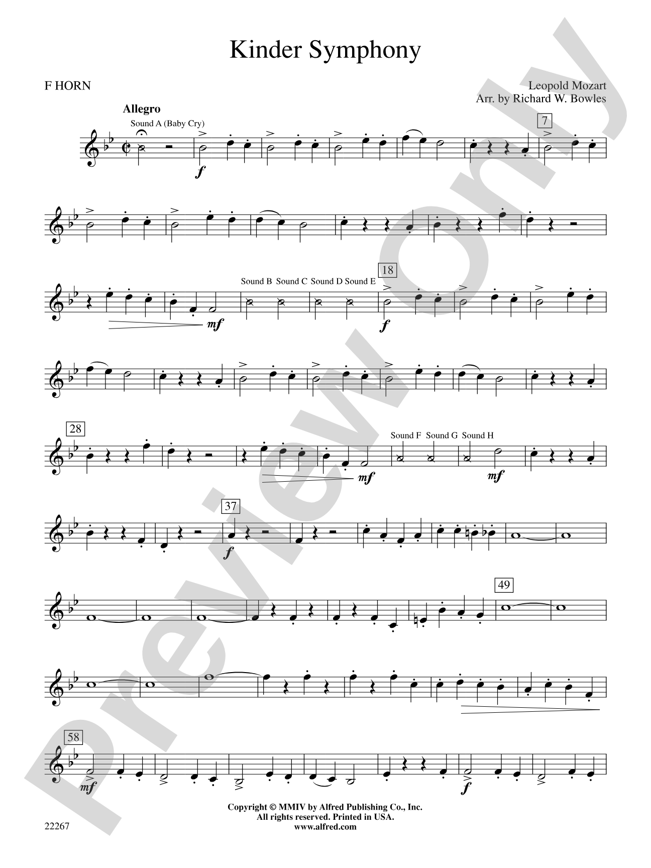 Kinder Symphony: 1st F Horn