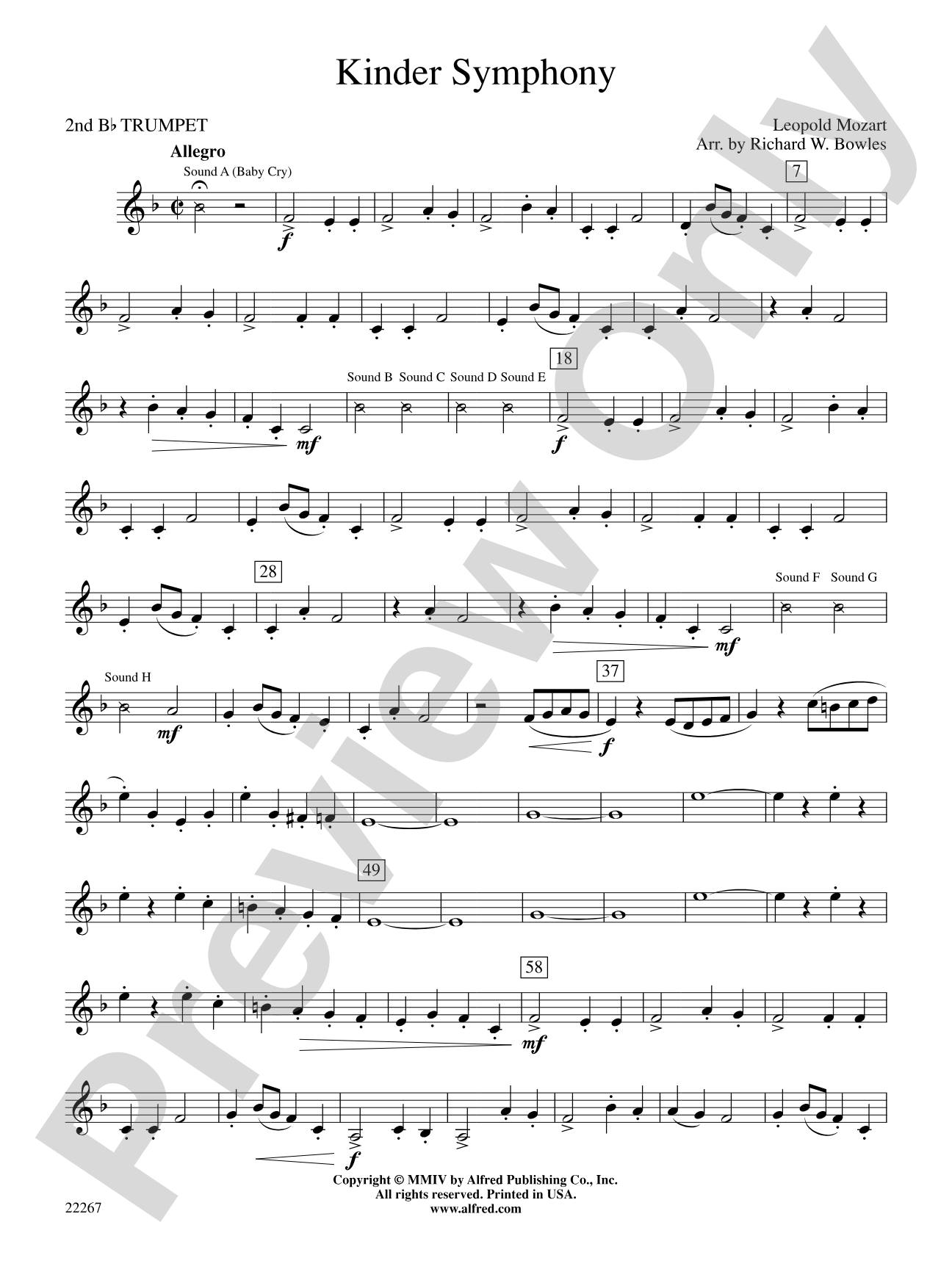 Kinder Symphony: 2nd B-flat Trumpet