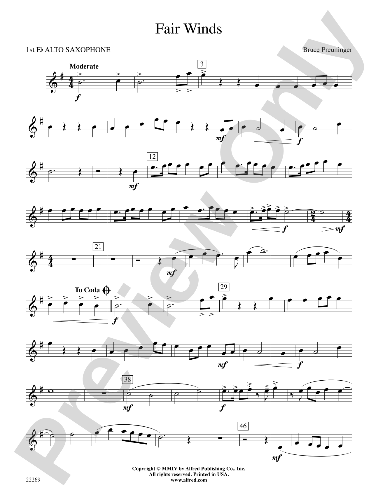 Fair Winds: E-flat Alto Saxophone