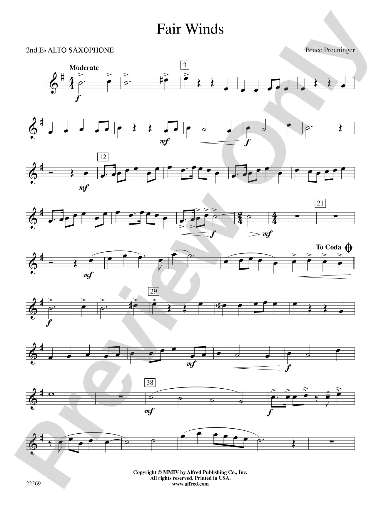 Fair Winds: 2nd E-flat Alto Saxophone