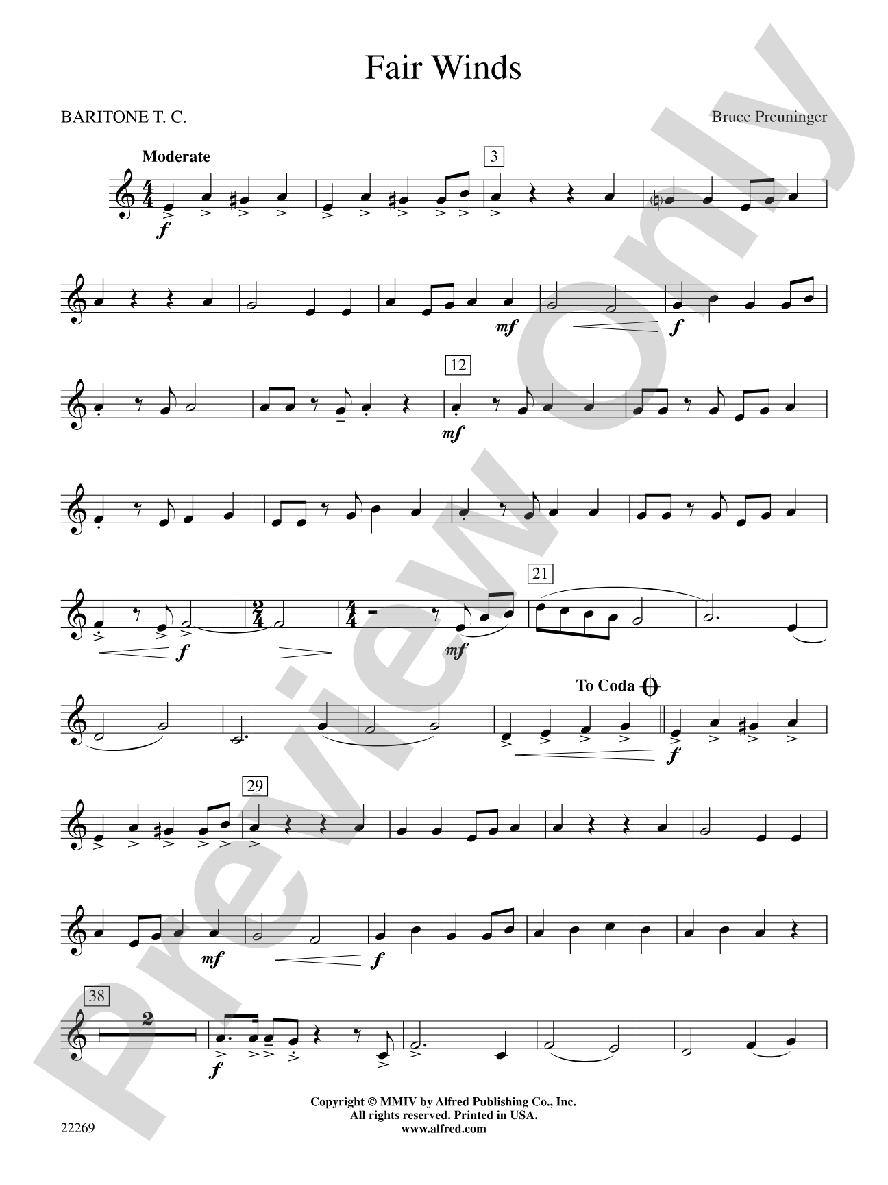 Fair Winds: Baritone T.C.