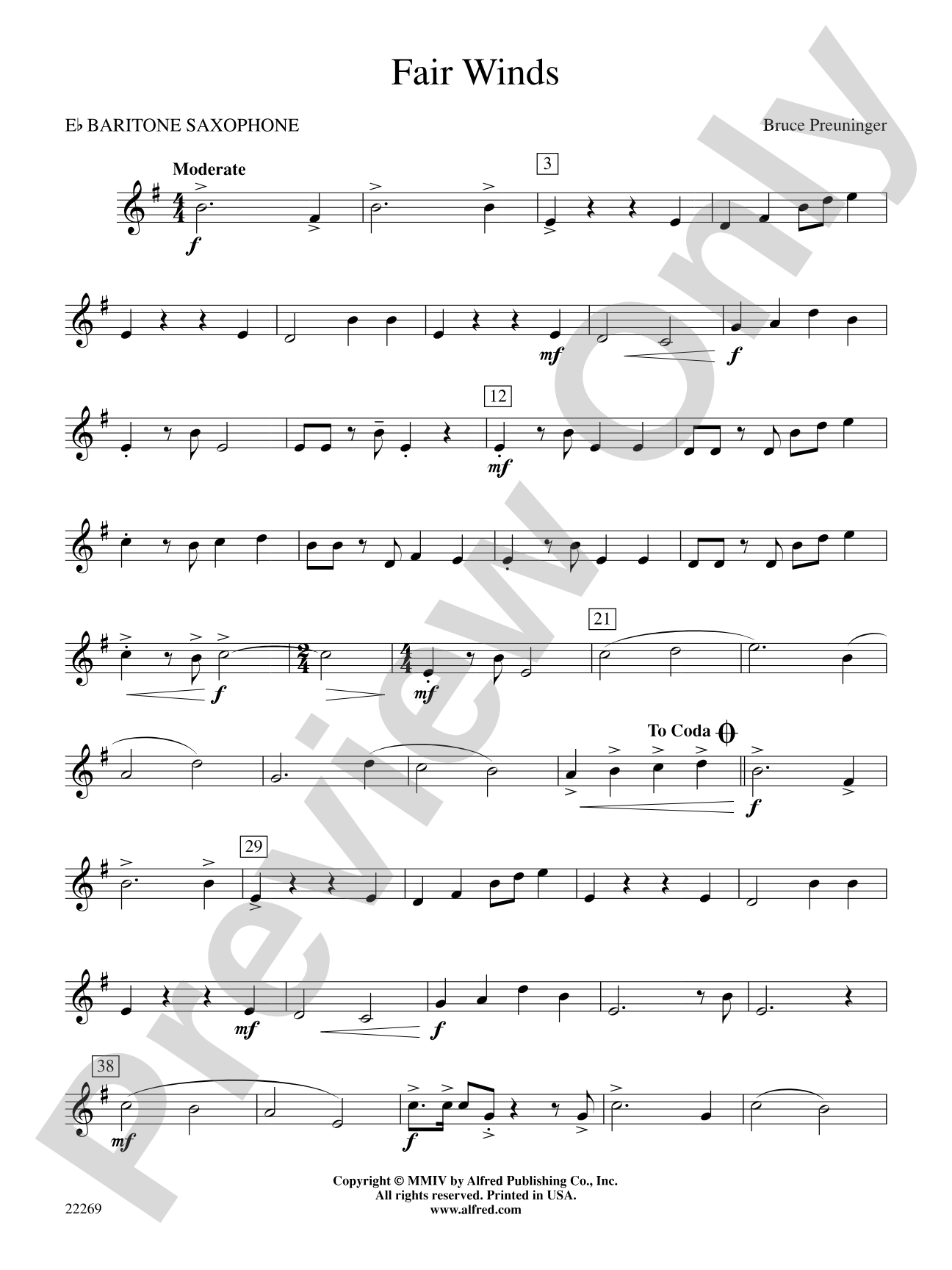 Fair Winds: E-flat Baritone Saxophone
