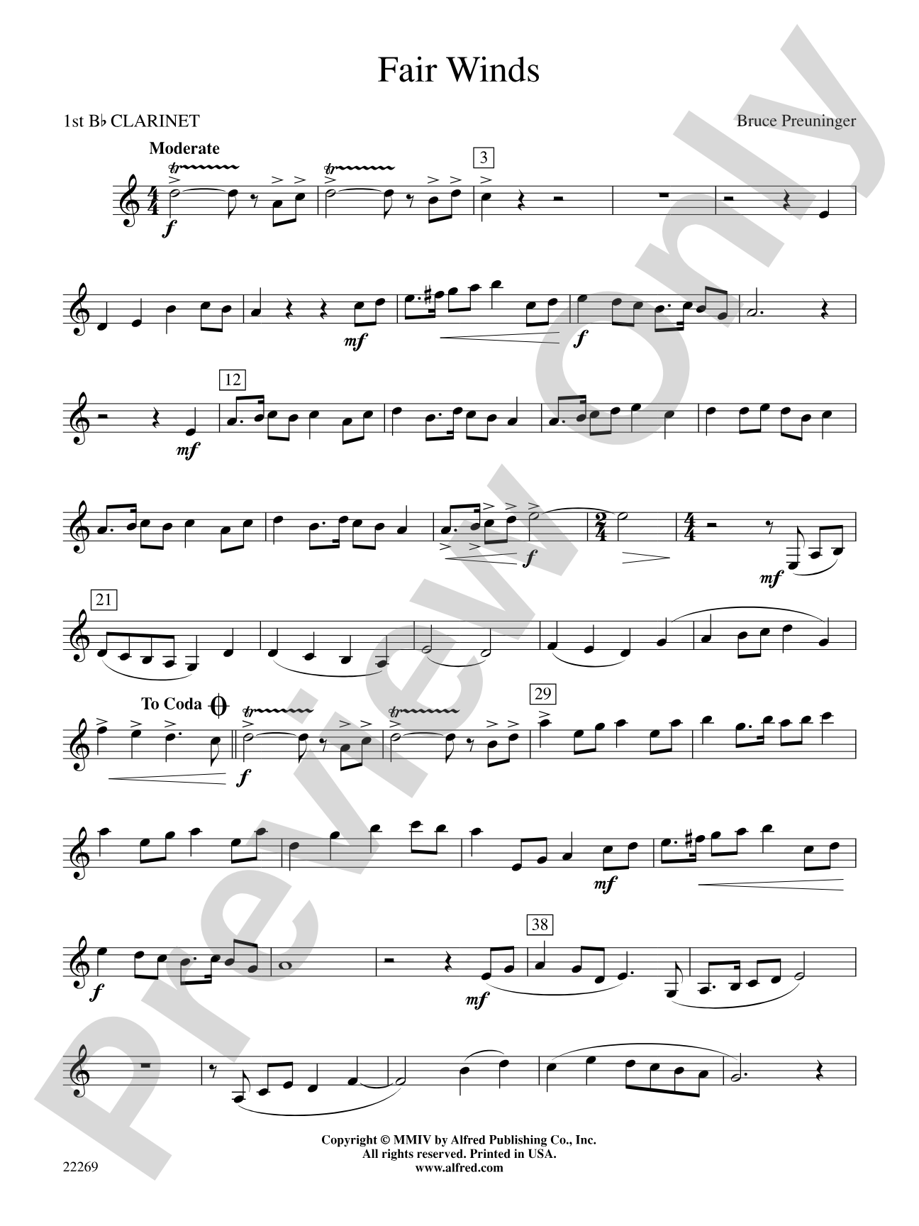 Fair Winds: 1st B-flat Clarinet