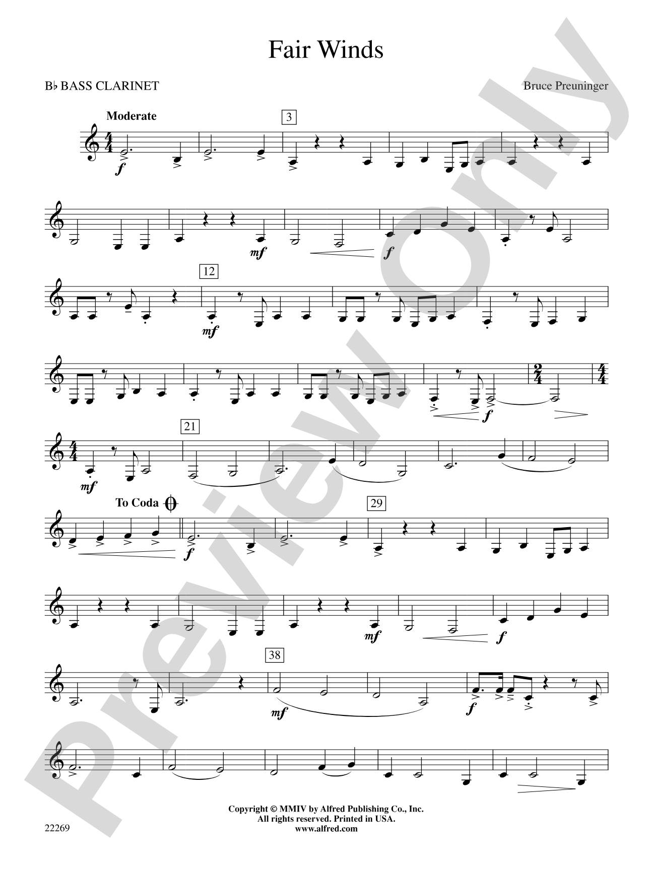 Fair Winds: B-flat Bass Clarinet