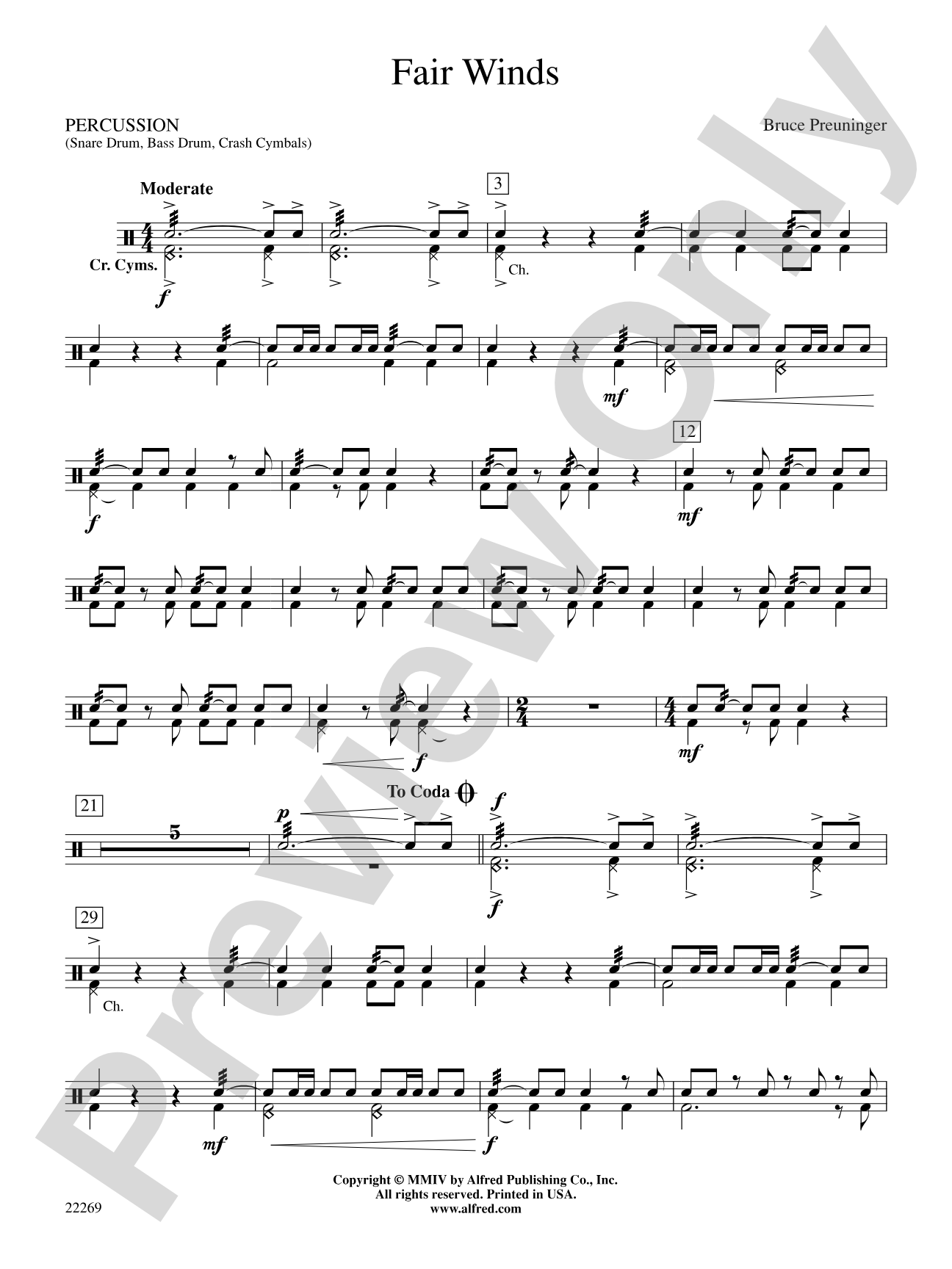 Fair Winds: 1st Percussion