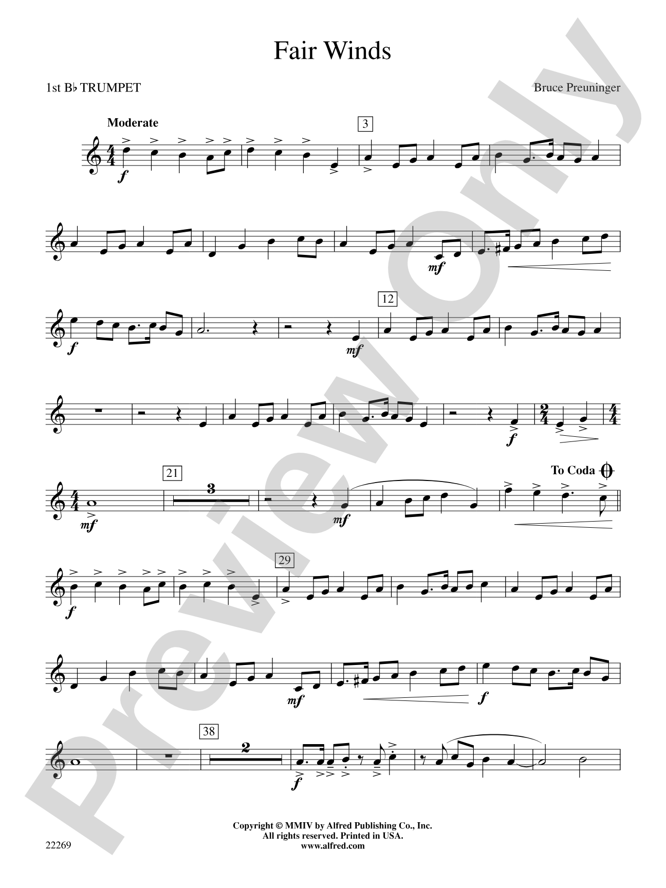 Fair Winds: 1st B-flat Trumpet