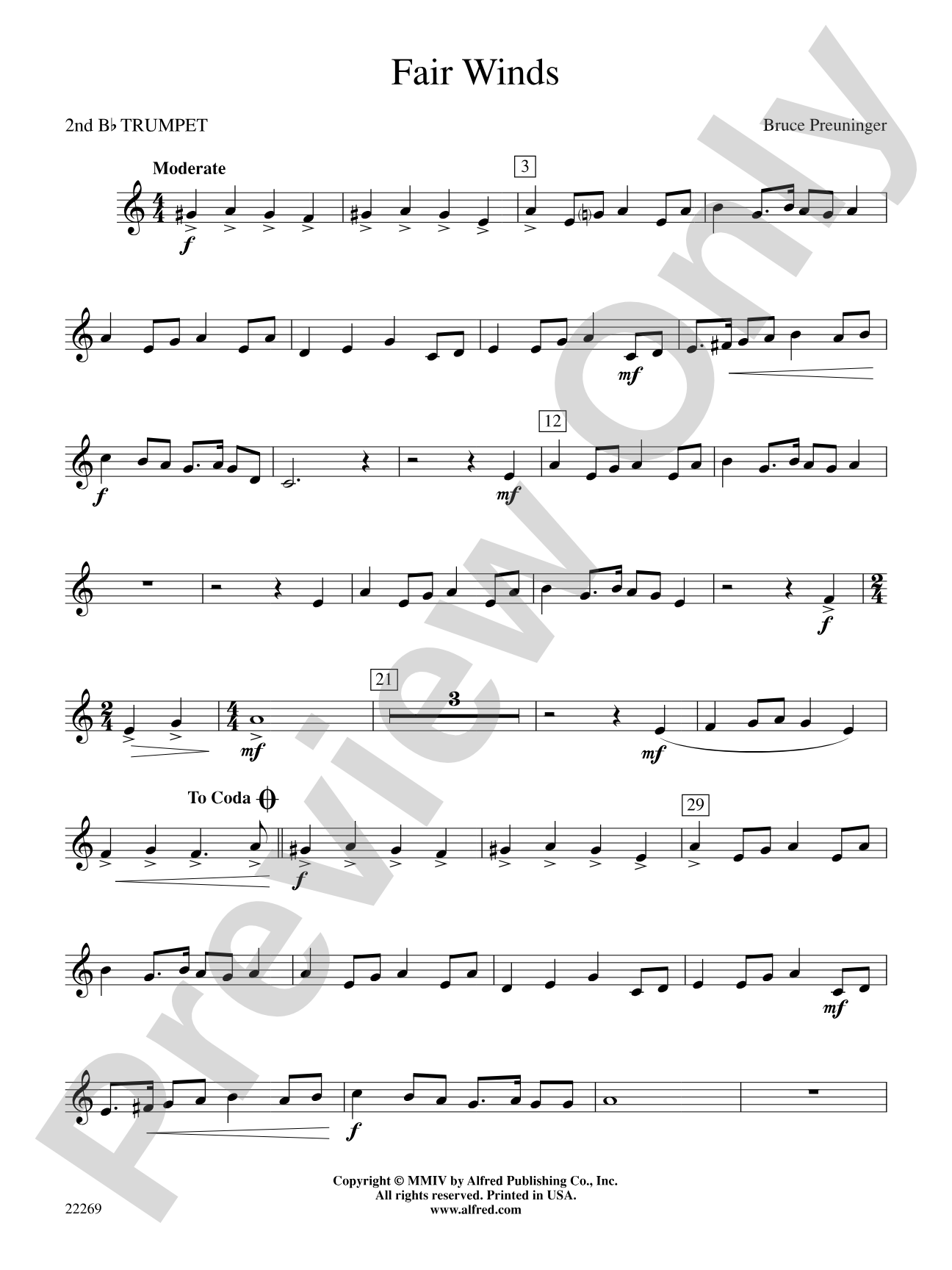 Fair Winds: 2nd B-flat Trumpet