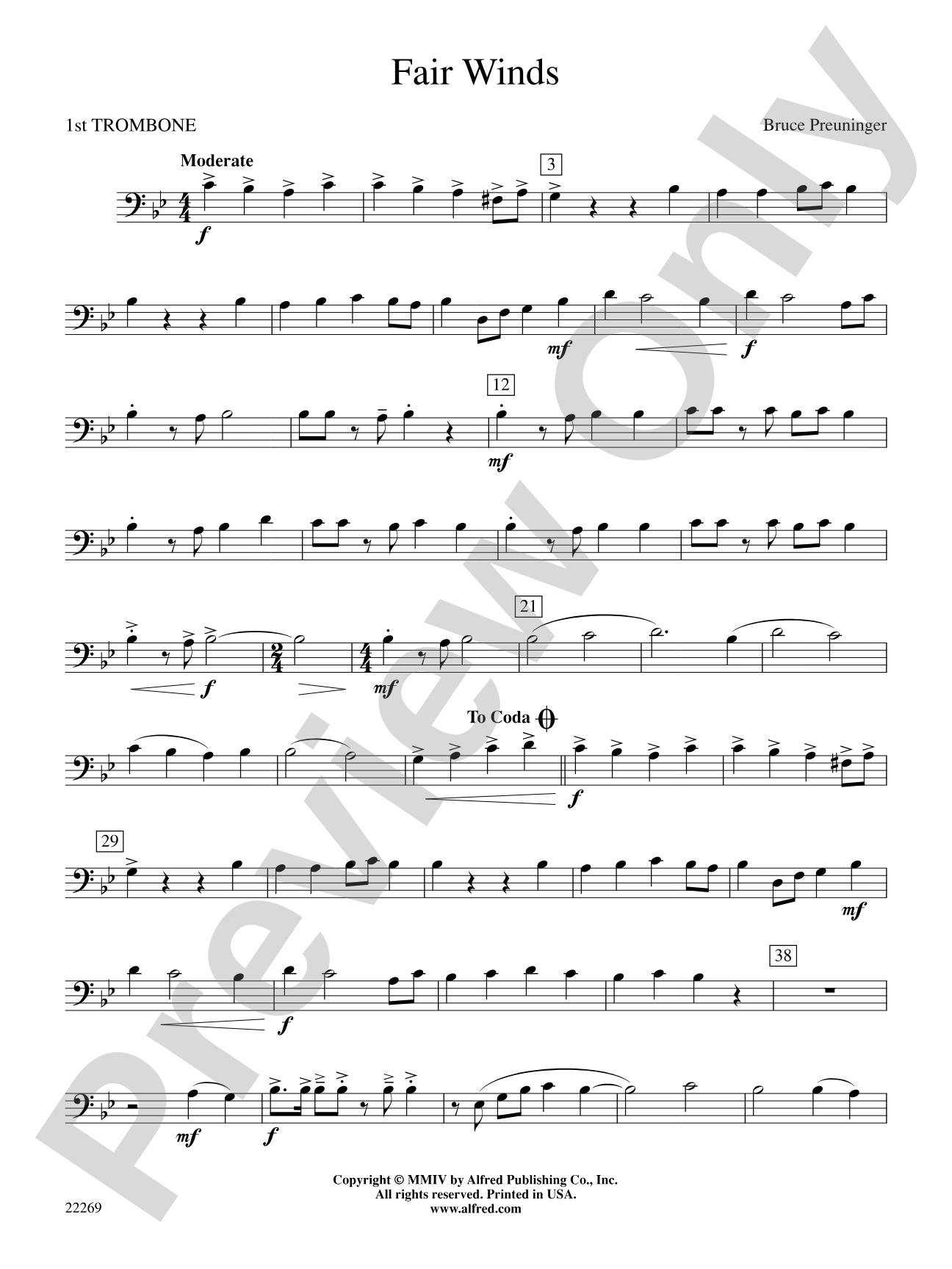 Fair Winds: 1st Trombone