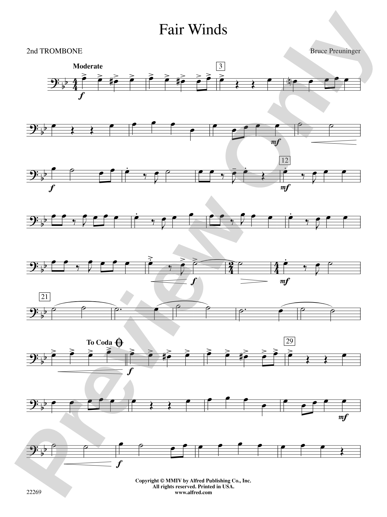 Fair Winds: 2nd Trombone