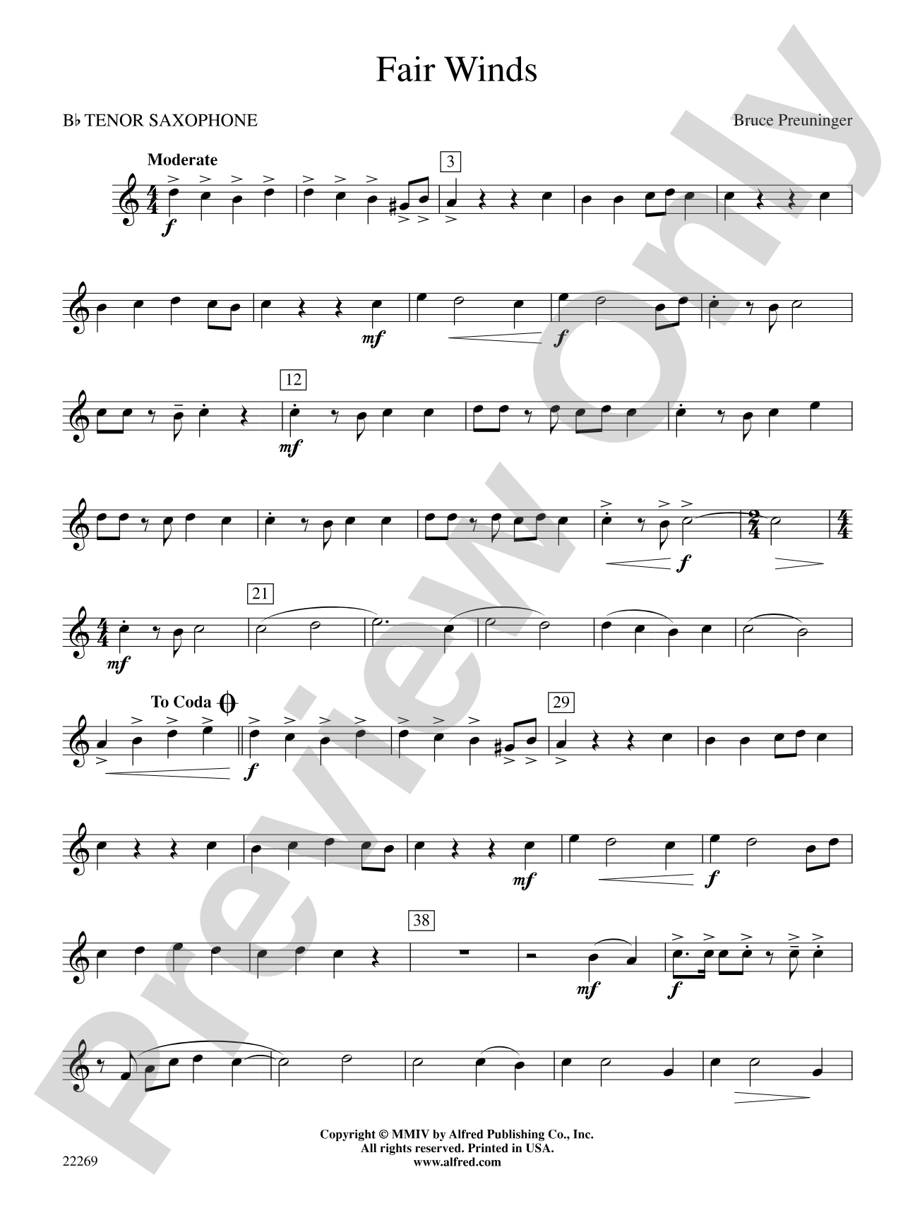 Fair Winds: B-flat Tenor Saxophone
