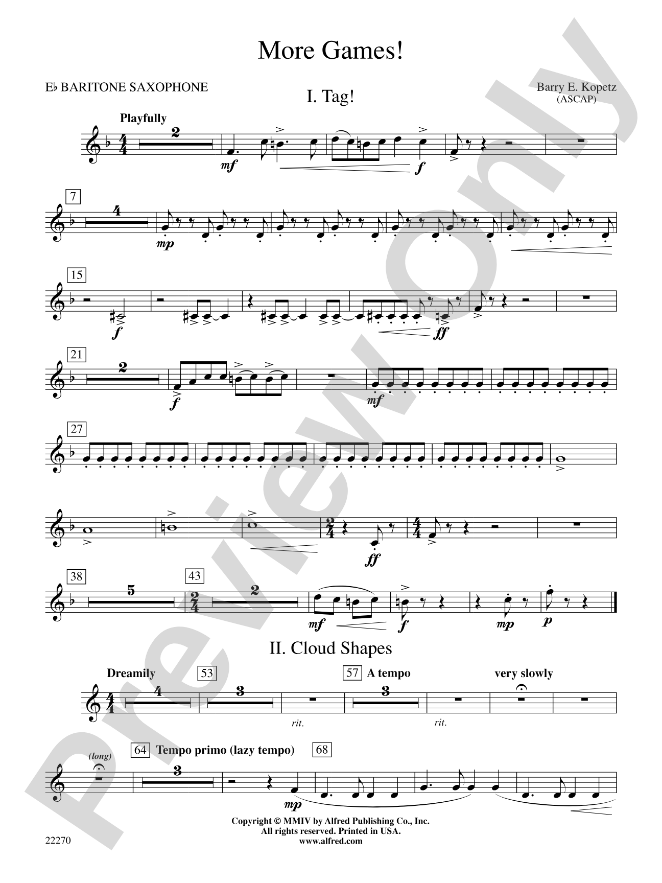 More Games!: E-flat Baritone Saxophone