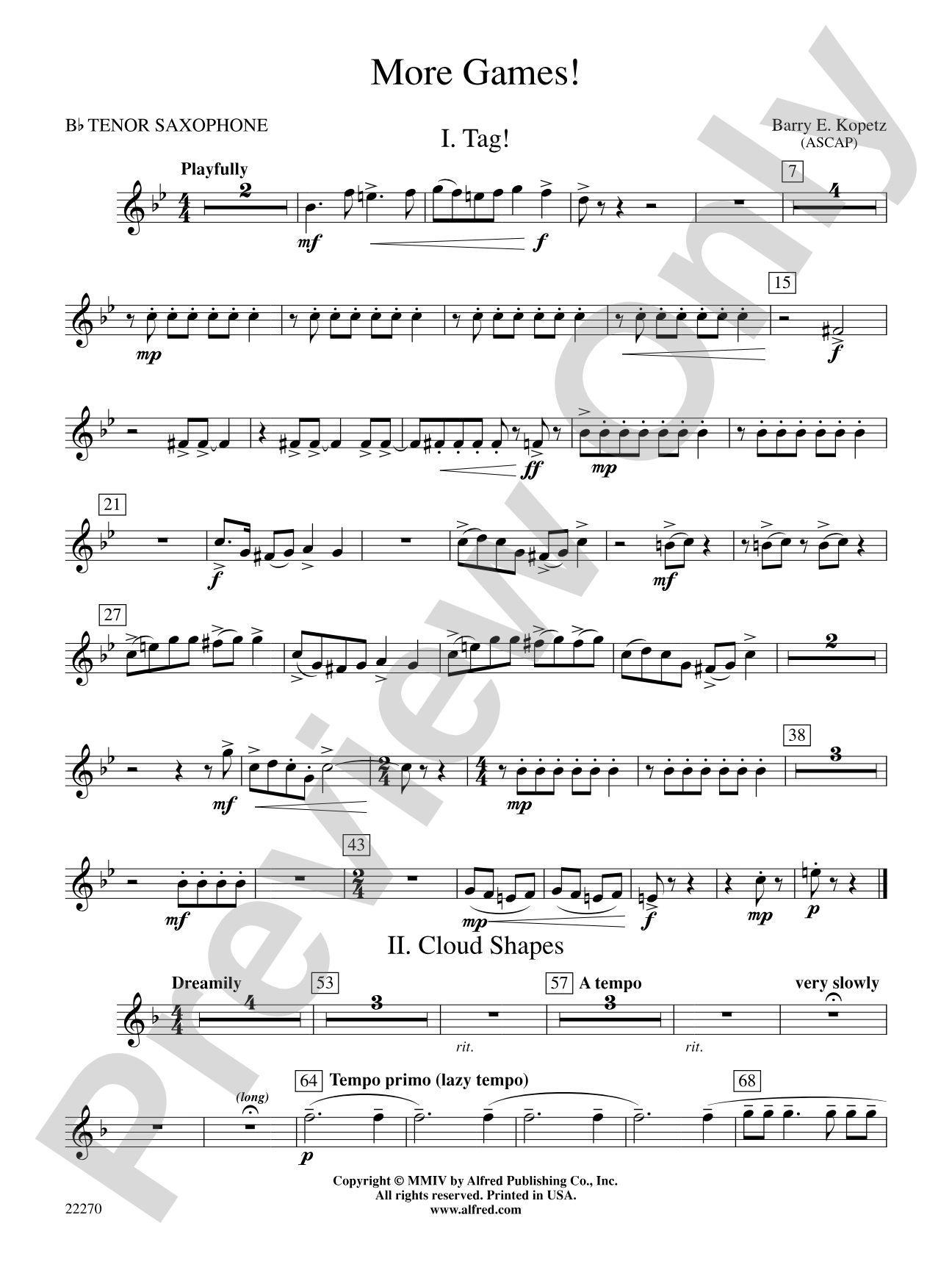 More Games!: B-flat Tenor Saxophone