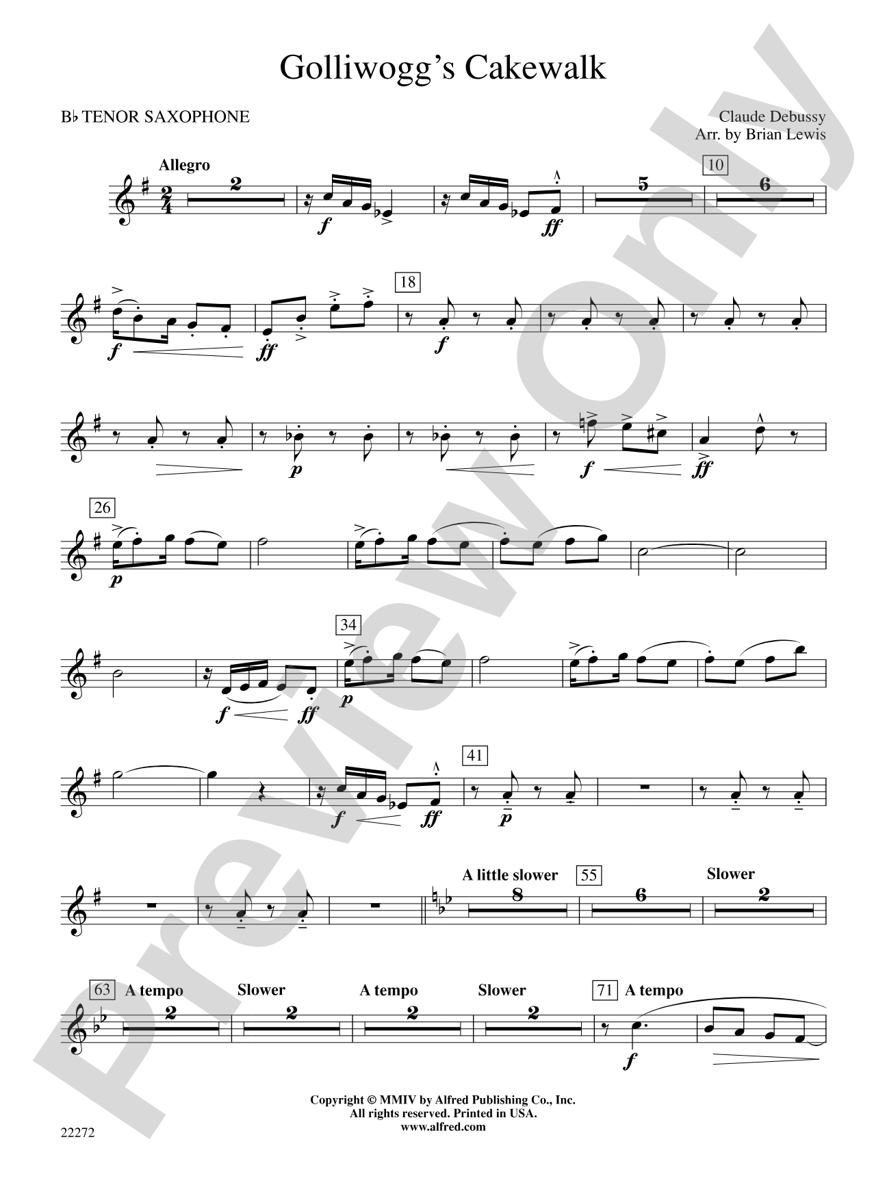 Golliwogg's Cakewalk: B-flat Tenor Saxophone