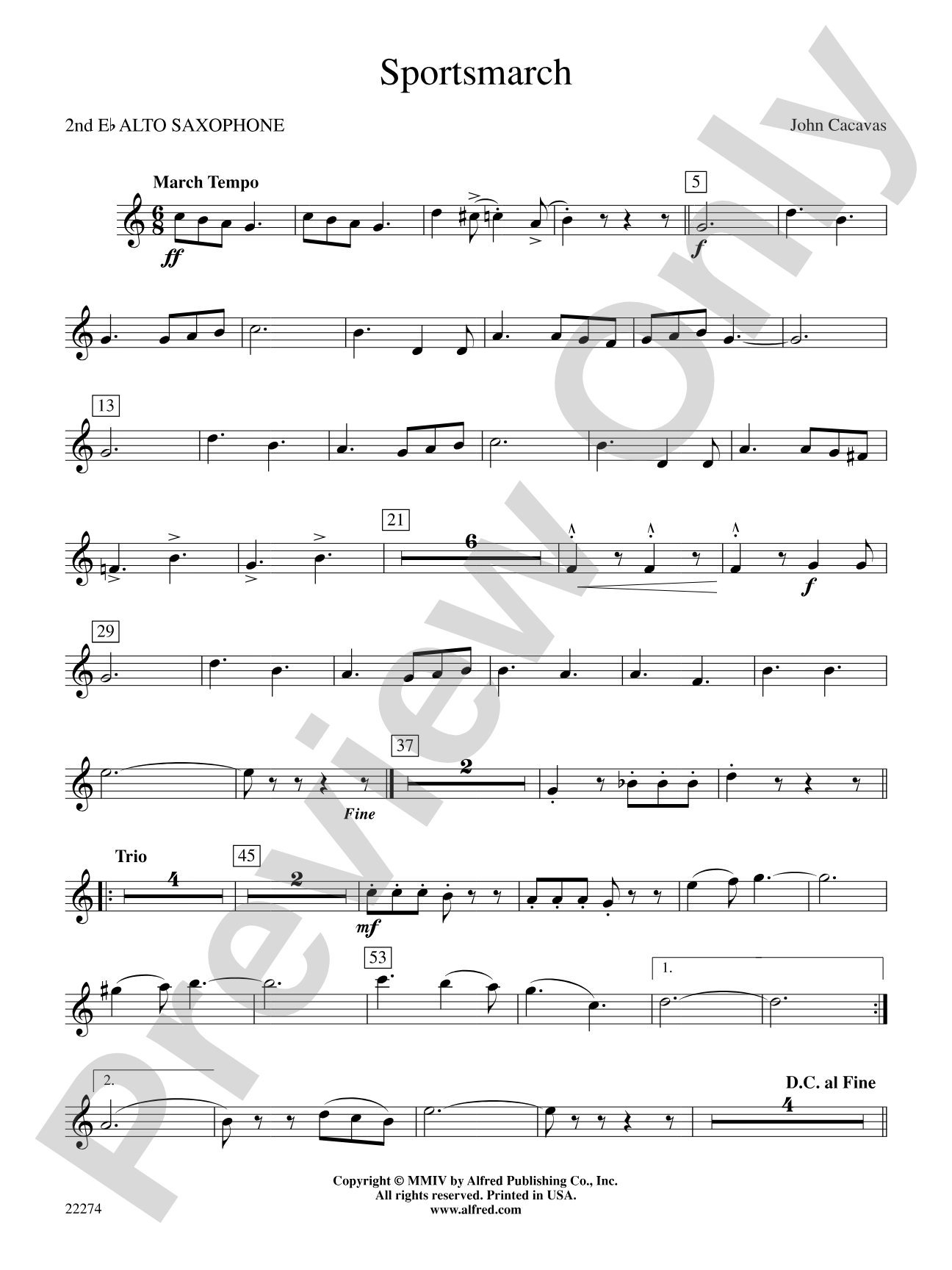 Sportsmarch: 2nd E-flat Alto Saxophone