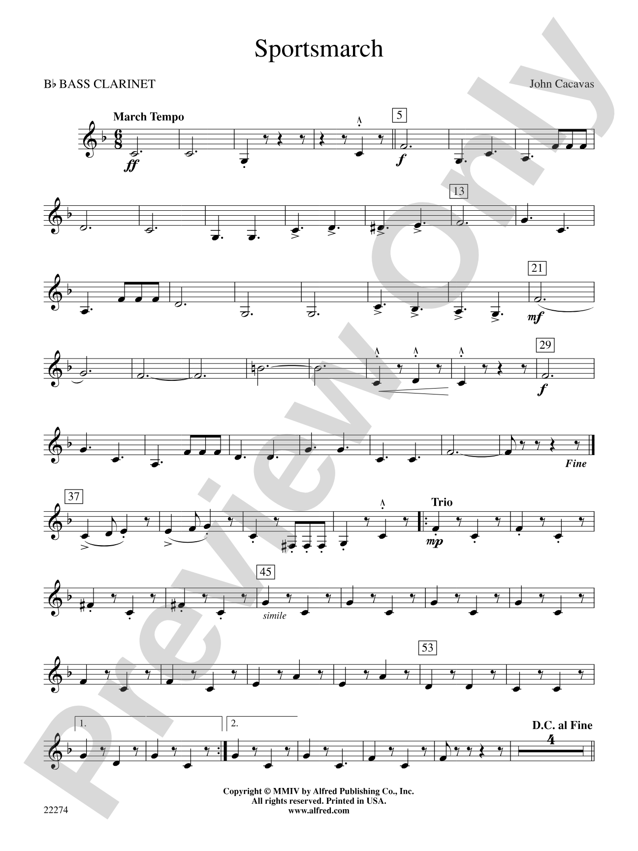 Sportsmarch: B-flat Bass Clarinet
