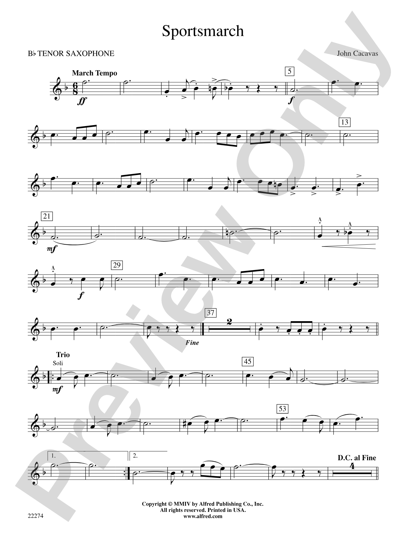 Sportsmarch: B-flat Tenor Saxophone