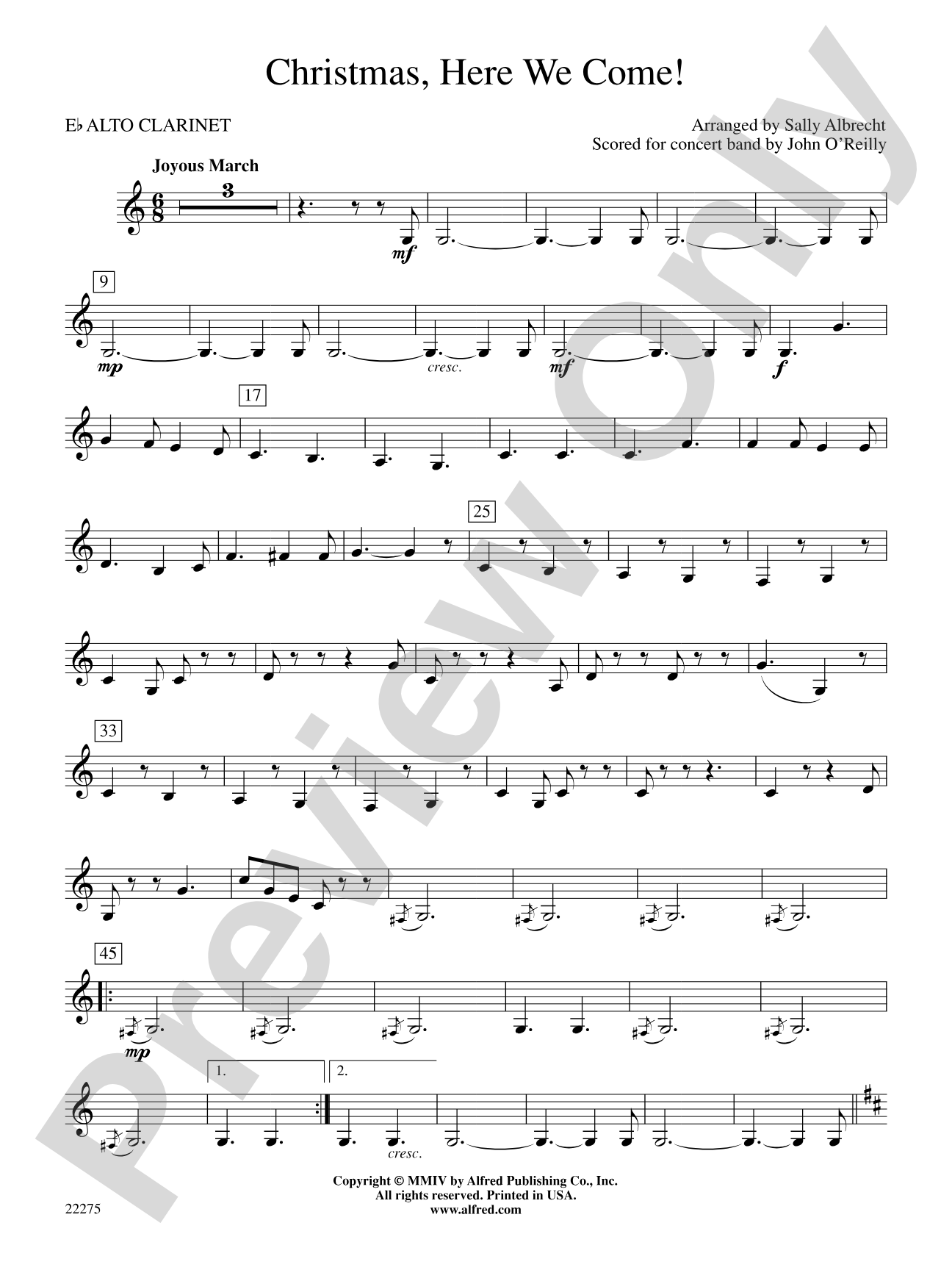 Christmas, Here We Come!: E-flat Alto Clarinet