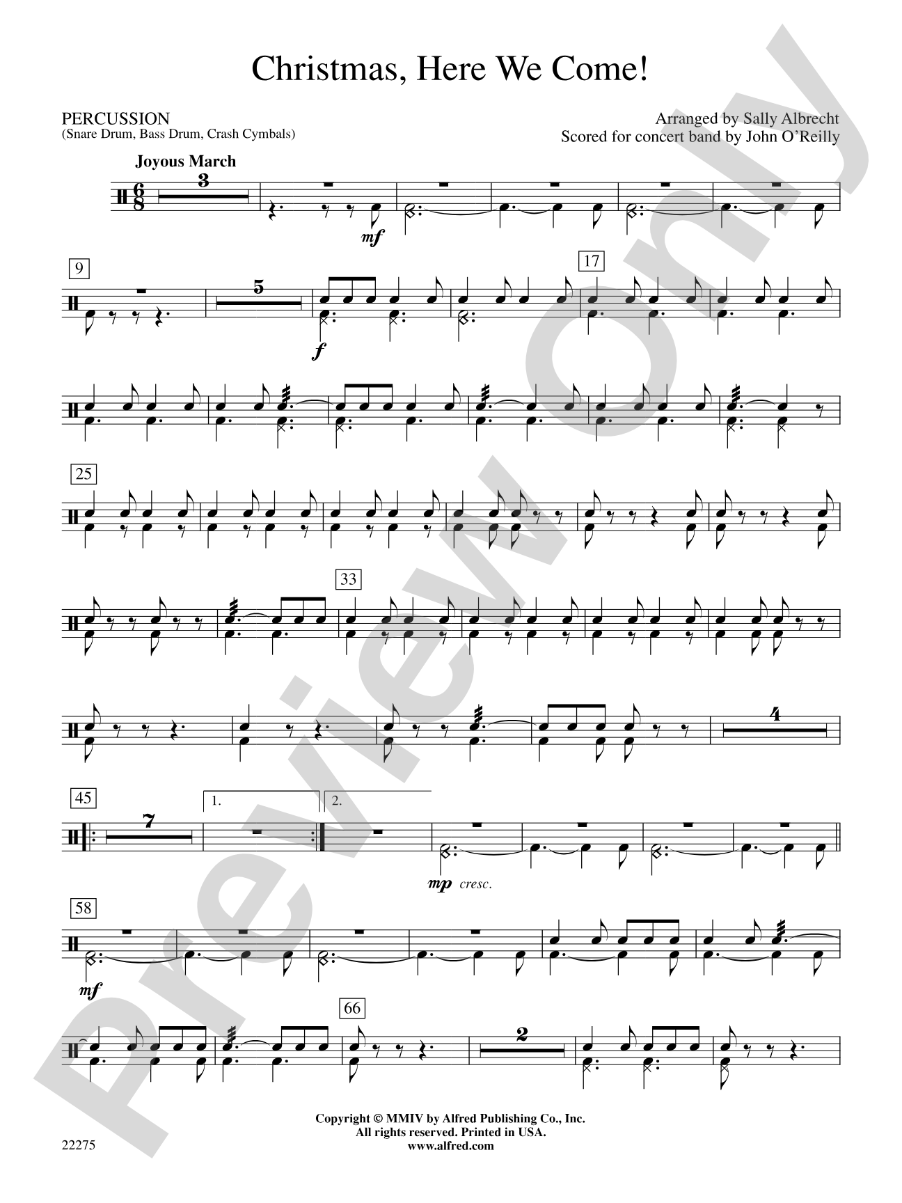 Christmas, Here We Come!: 1st Percussion