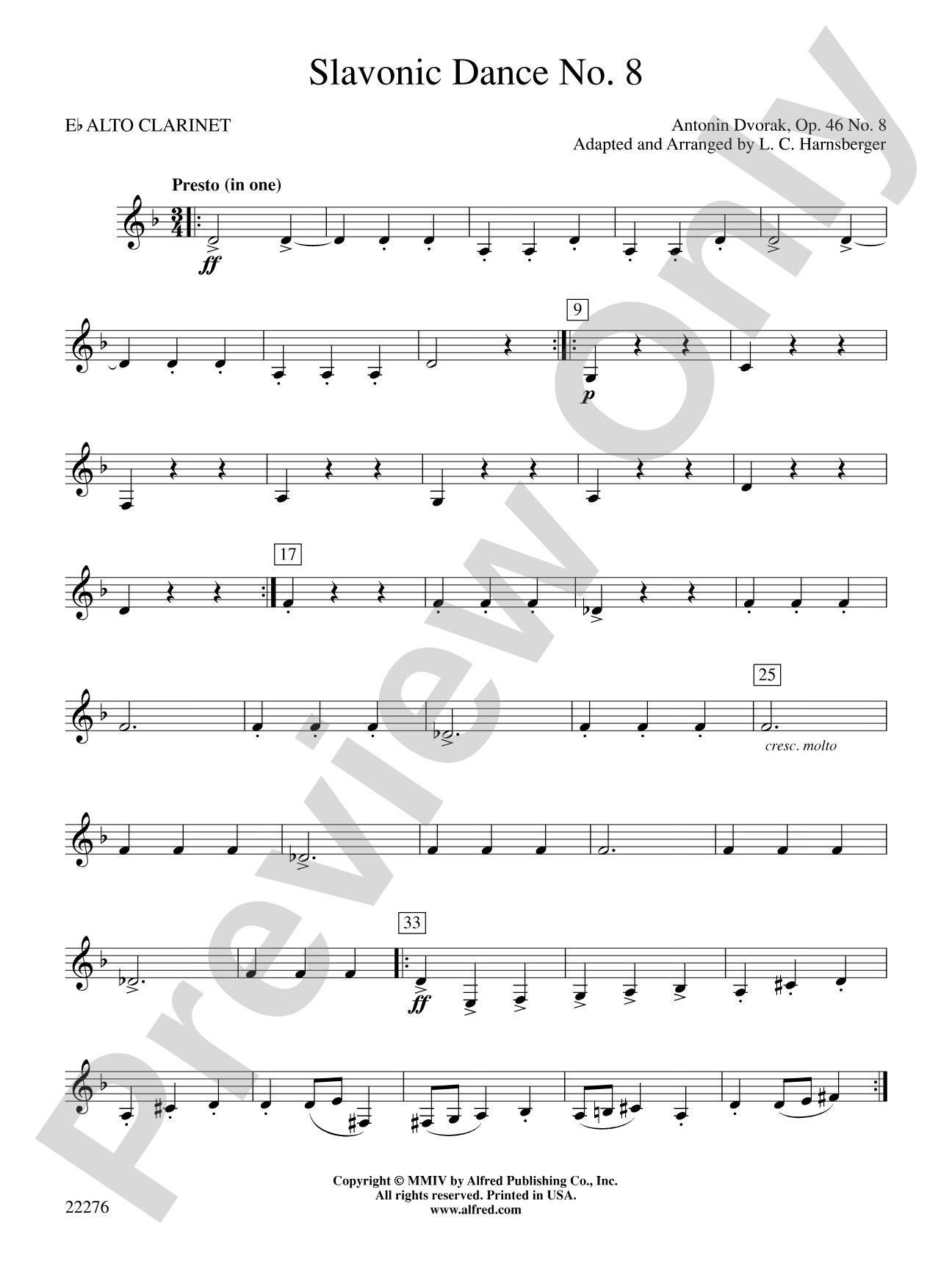 Slavonic Dance No. 8: E-flat Alto Clarinet