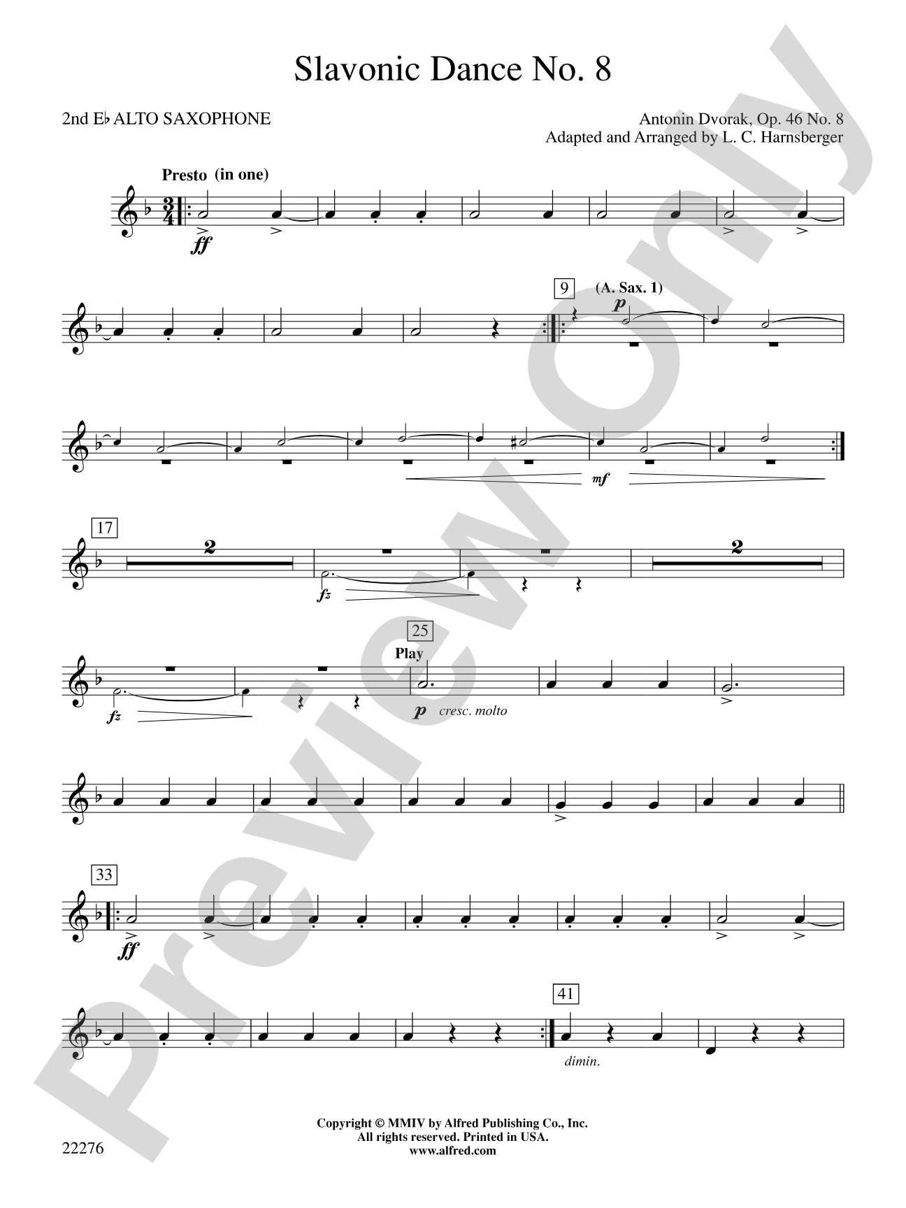 Slavonic Dance No. 8: 2nd E-flat Alto Saxophone