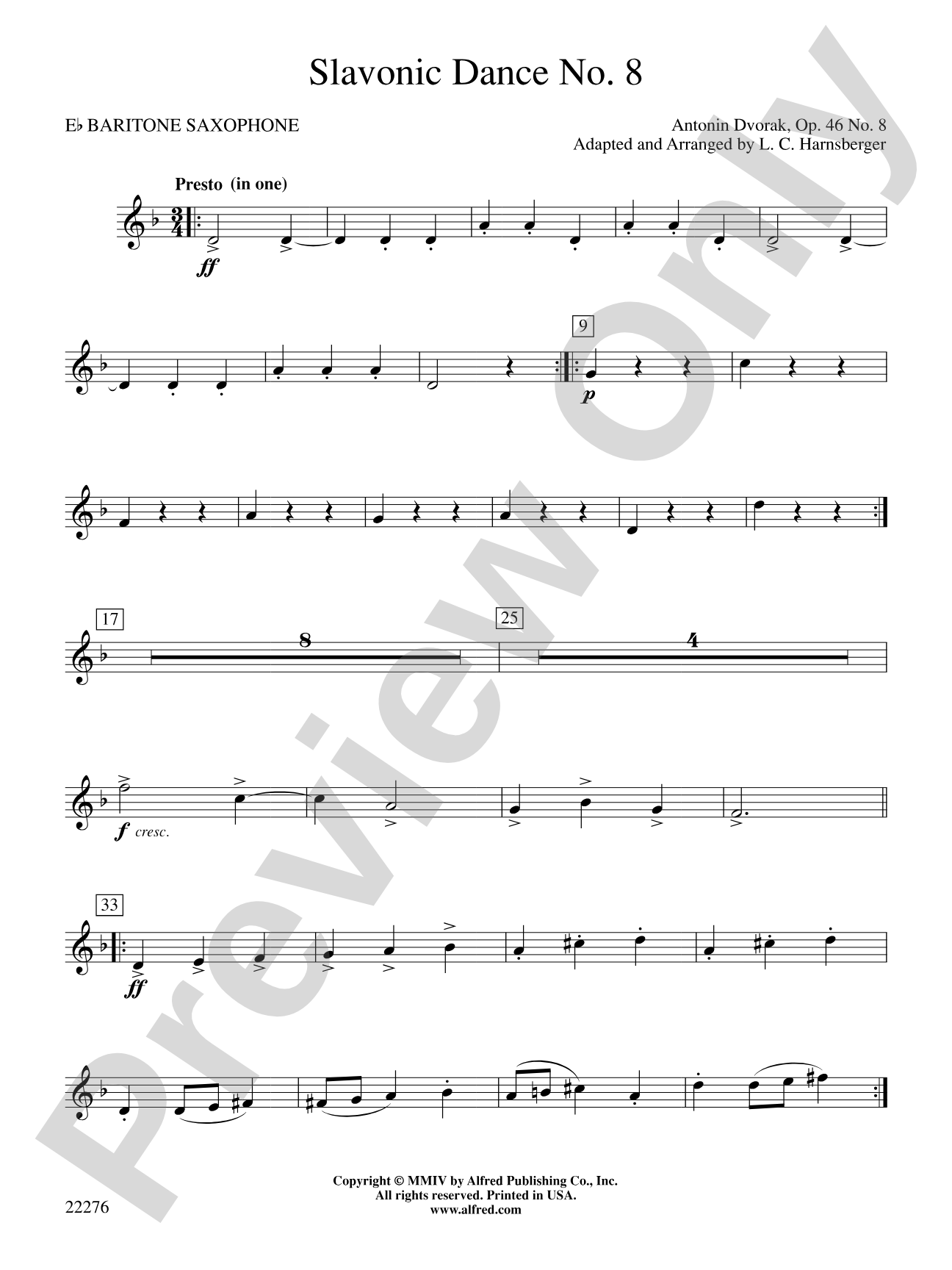 Slavonic Dance No. 8: E-flat Baritone Saxophone