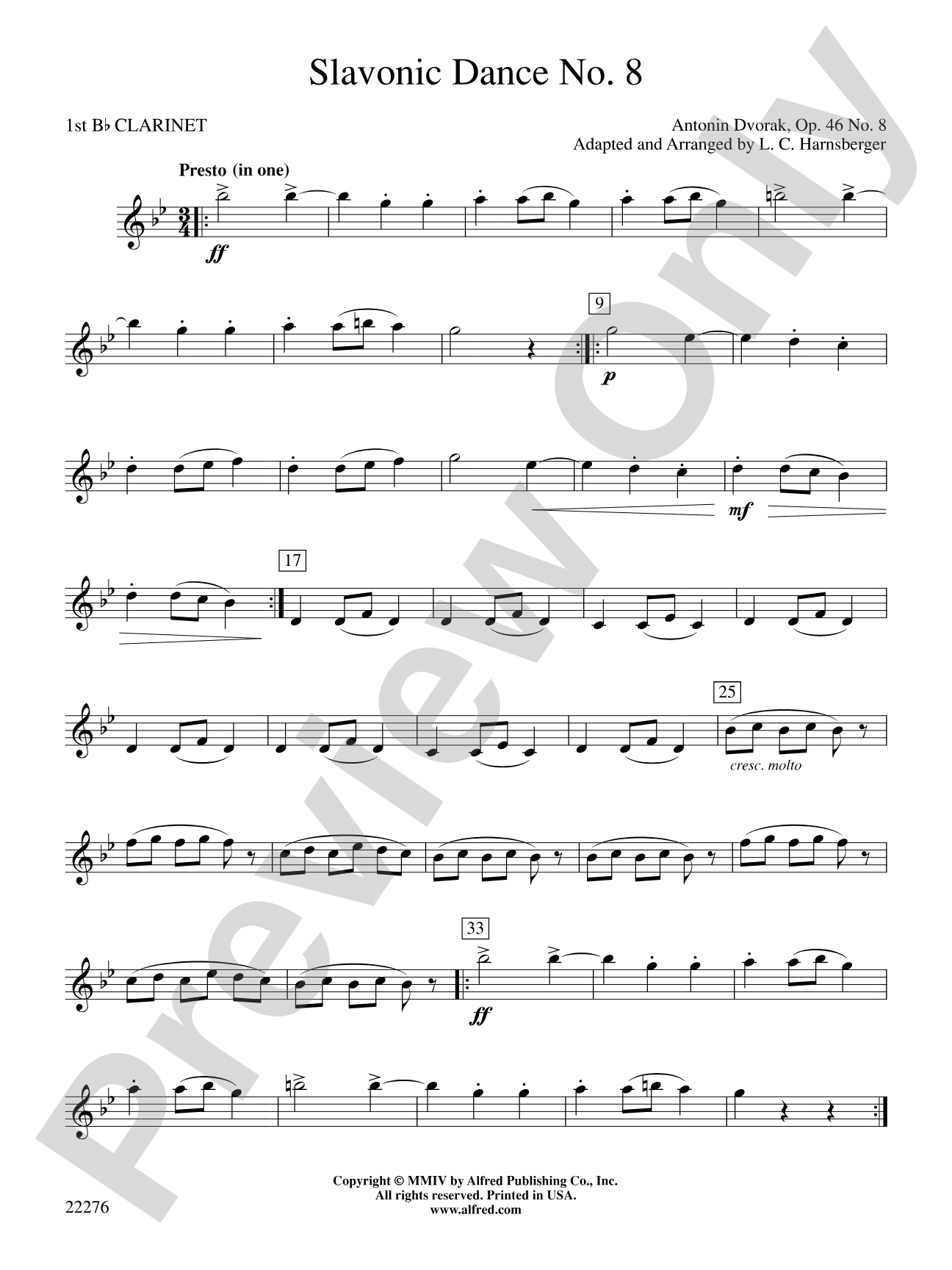 Slavonic Dance No. 8: 1st B-flat Clarinet