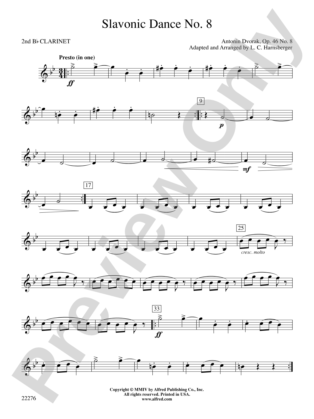 Slavonic Dance No. 8: 2nd B-flat Clarinet