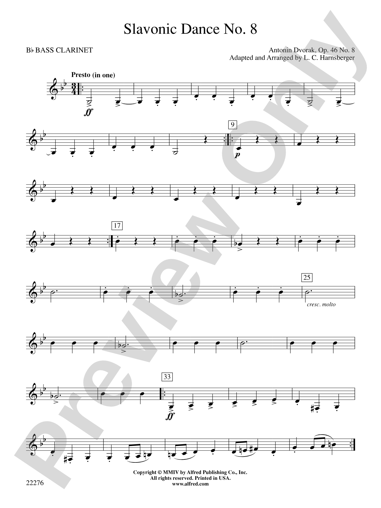 Slavonic Dance No. 8: B-flat Bass Clarinet