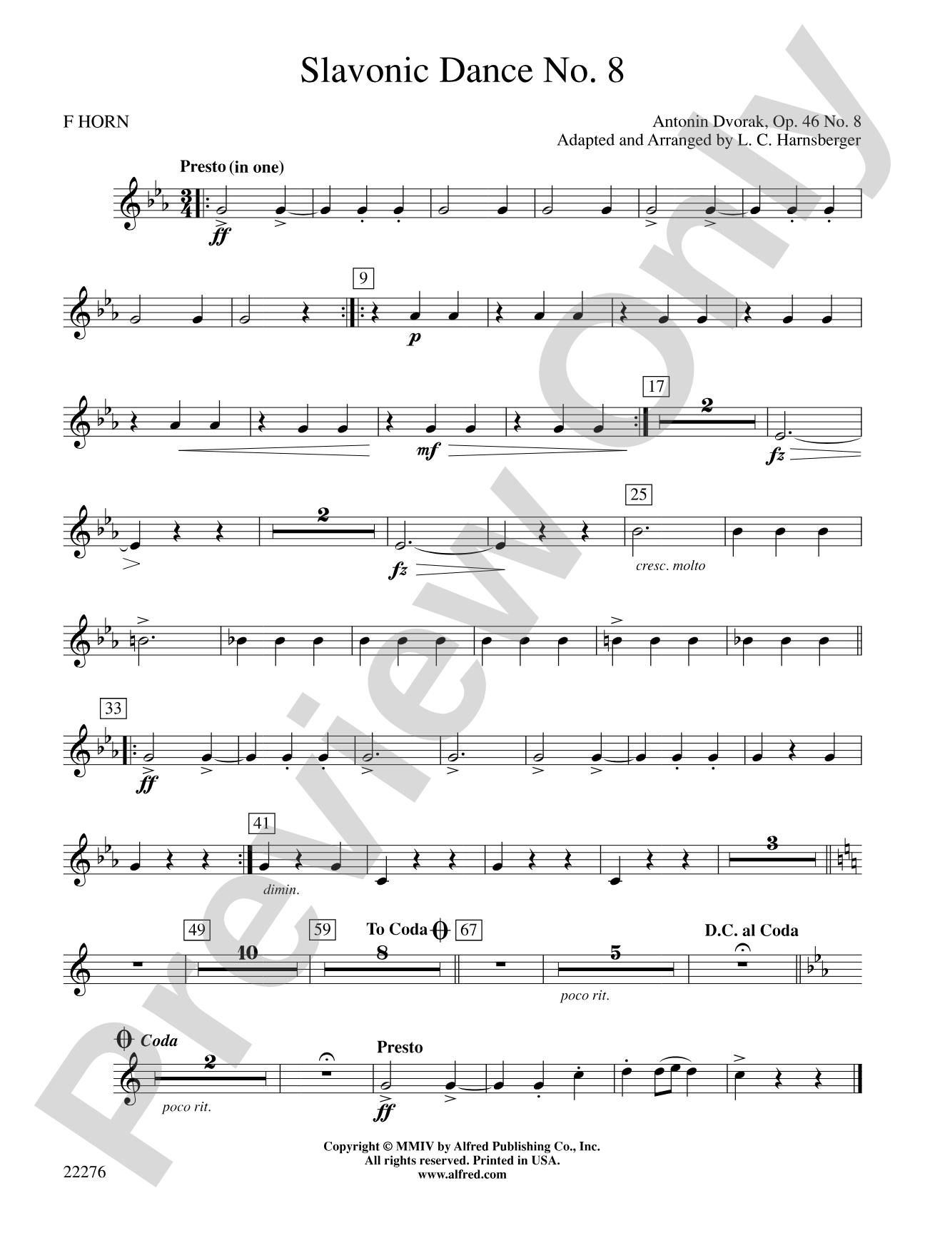 Slavonic Dance No. 8: 1st F Horn