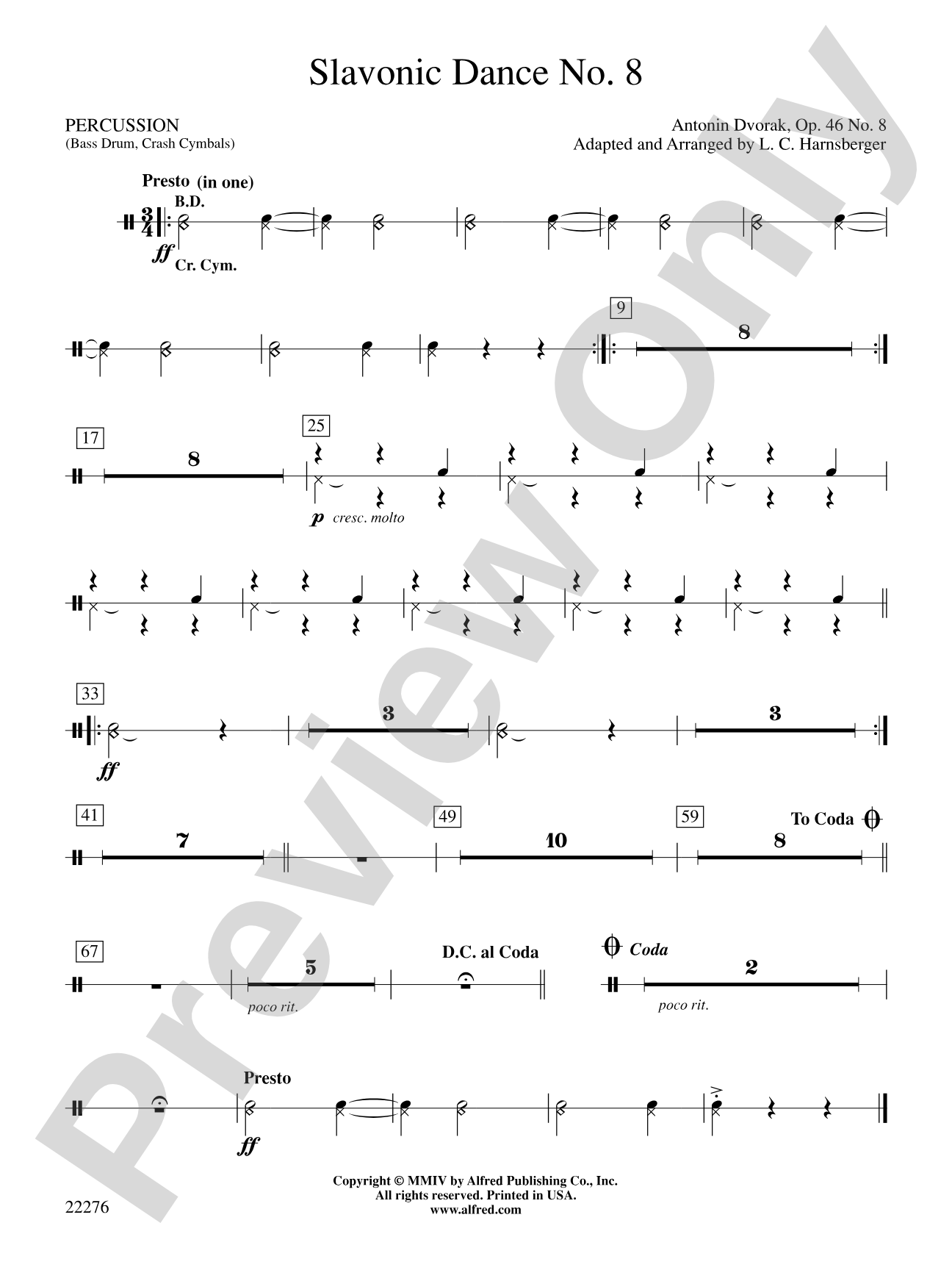 Slavonic Dance No. 8: 1st Percussion