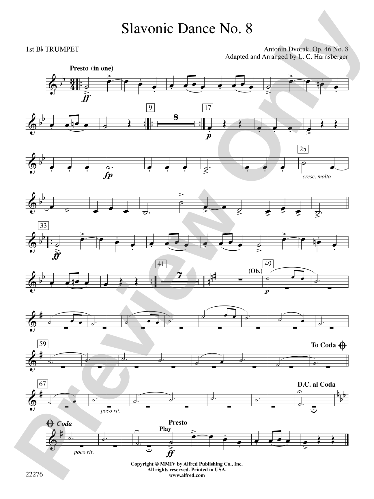 Slavonic Dance No. 8: 1st B-flat Trumpet